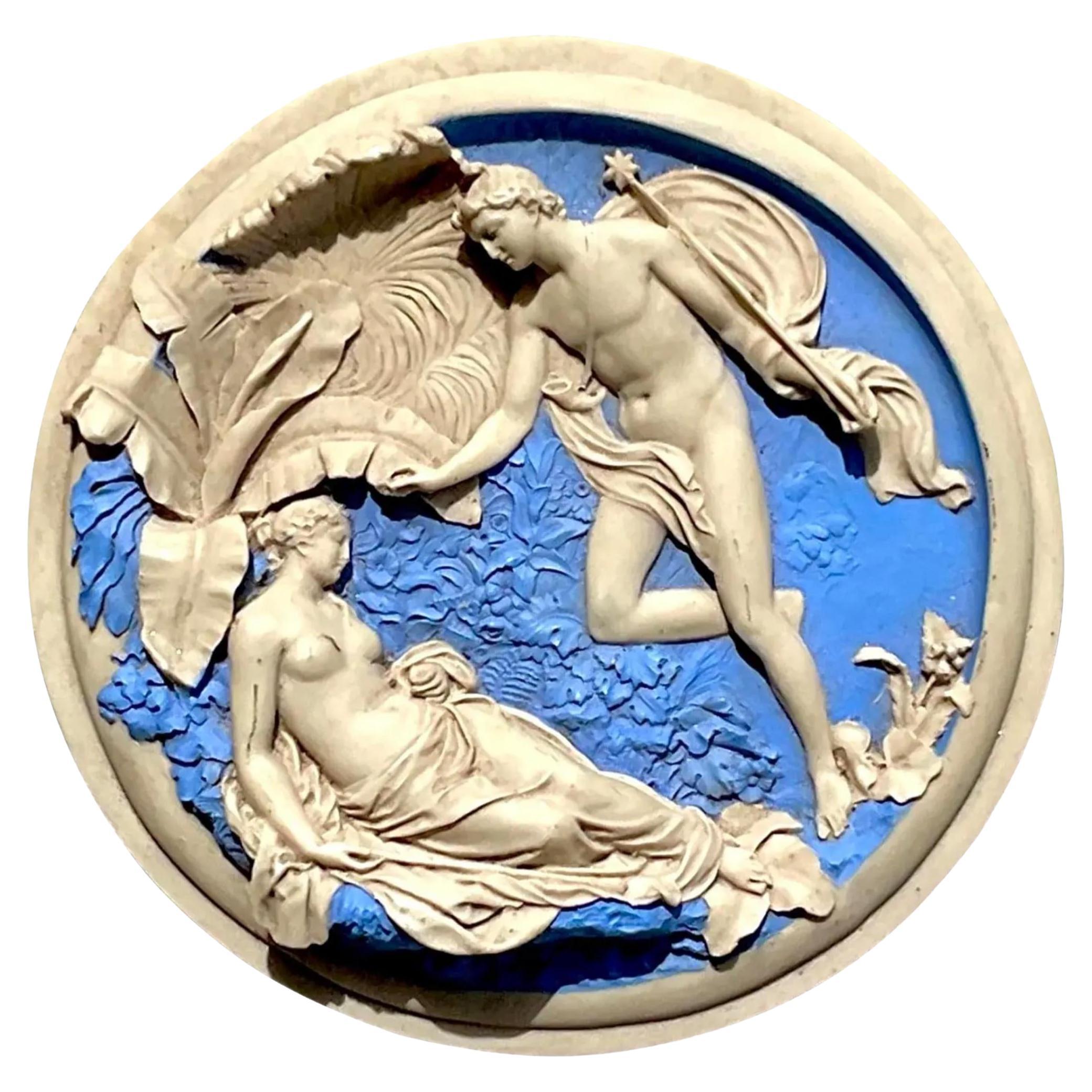 Mid 20th Century Vintage Regency Resin Italian Frieze Medallion For Sale