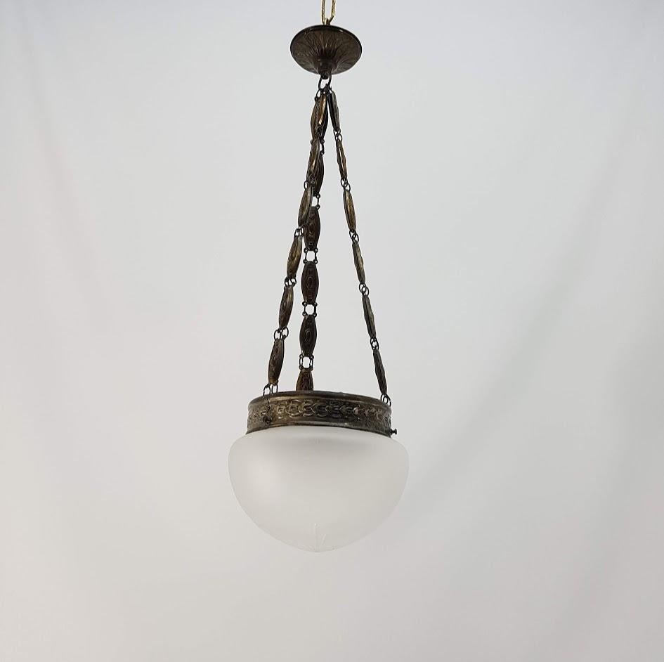 Spanish Mid-20th Century Vintage Rhodium Plated Pendant Lamp For Sale
