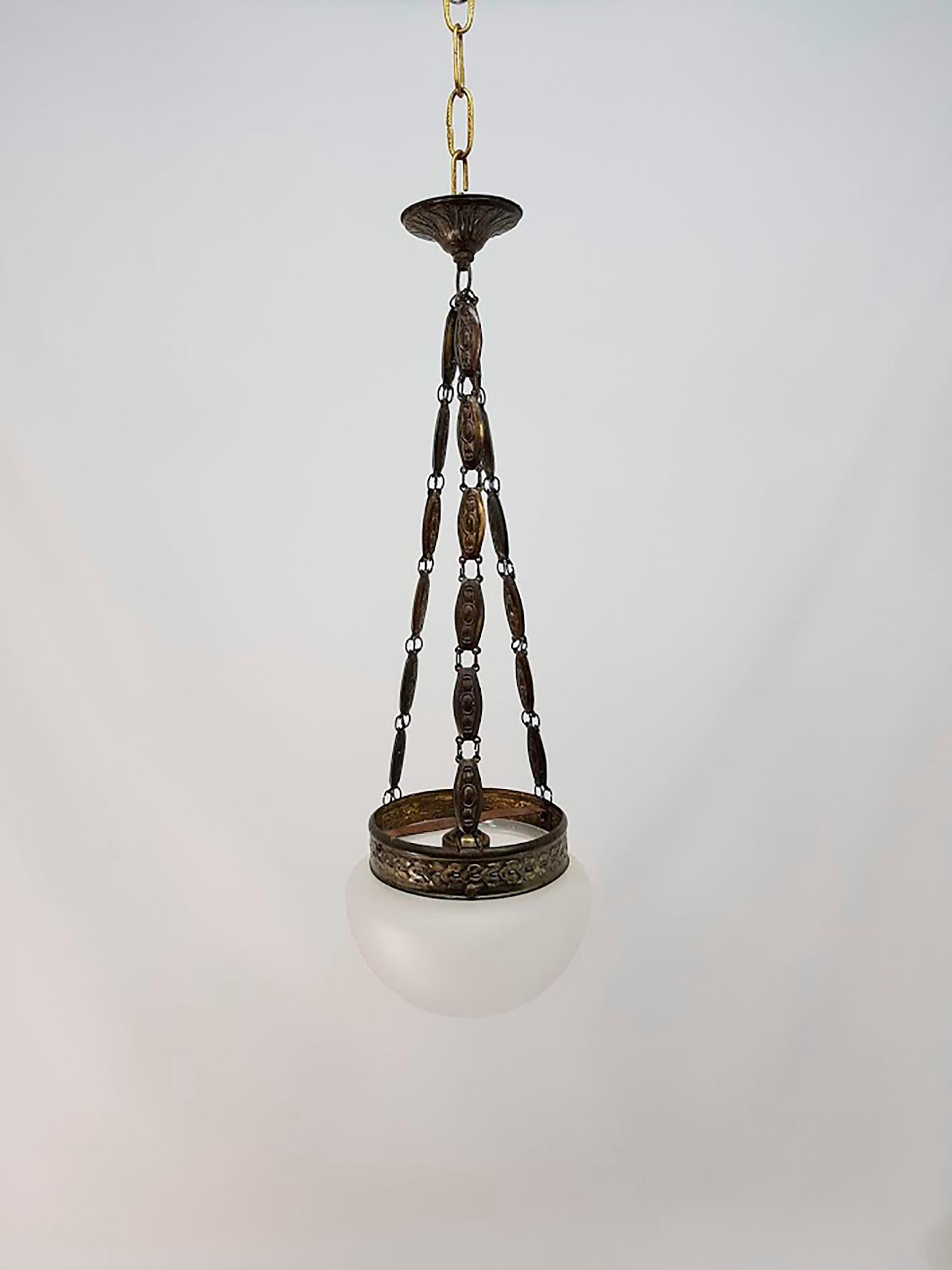 Brass Mid-20th Century Vintage Rhodium Plated Pendant Lamp For Sale