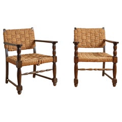Mid 20th Century Vintage Set of 2 Braided Cord Chairs