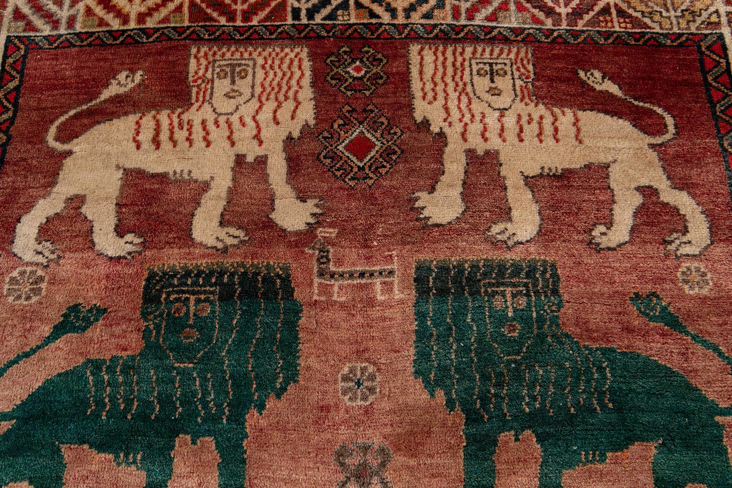 Mid-20th Century Vintage Shiraz Wool Rug For Sale 6