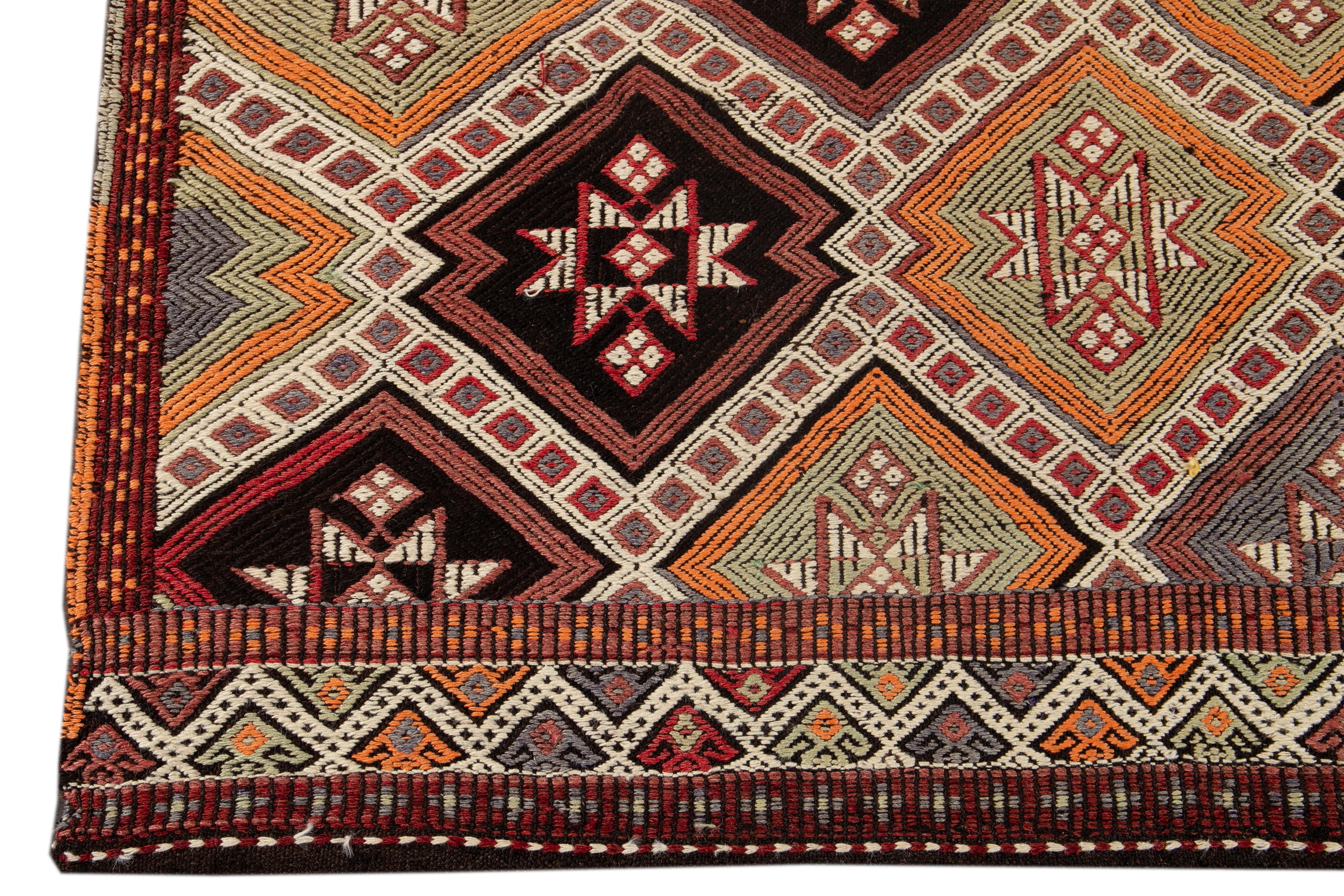 Hand-Knotted Mid-20th Century Vintage Sumak Runner For Sale