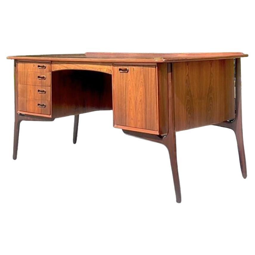Mid 20th Century Vintage Sven Madsen Danish Teak Executive Desk For Sale