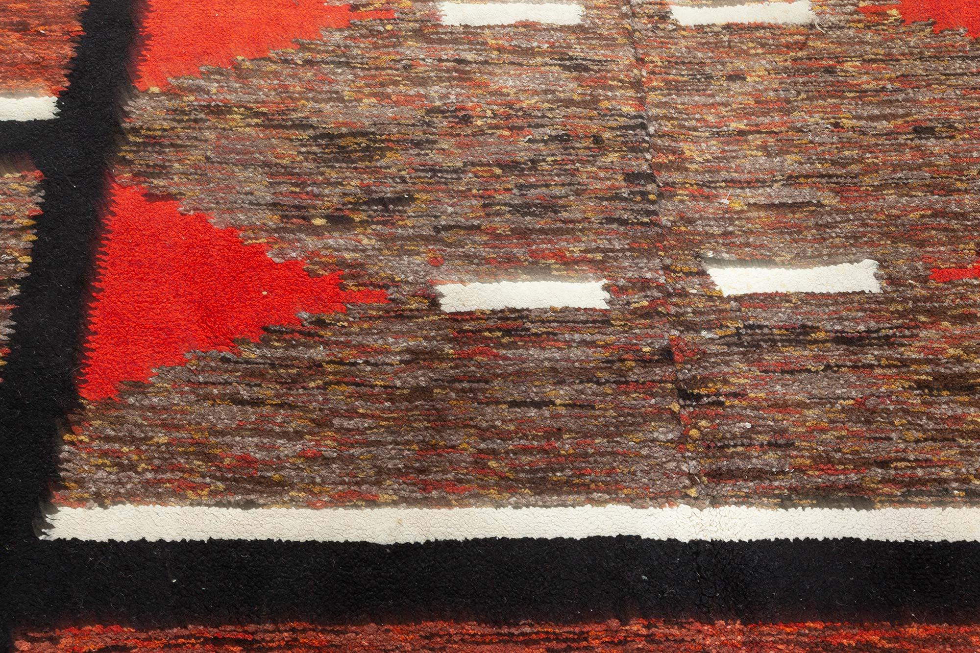 Mid-20th Century Vintage Swedish Red Rag Rug In Good Condition For Sale In New York, NY