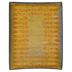 Tapis Kilim scandinave suédois vintage tissé à plat du milieu du 20e siècle