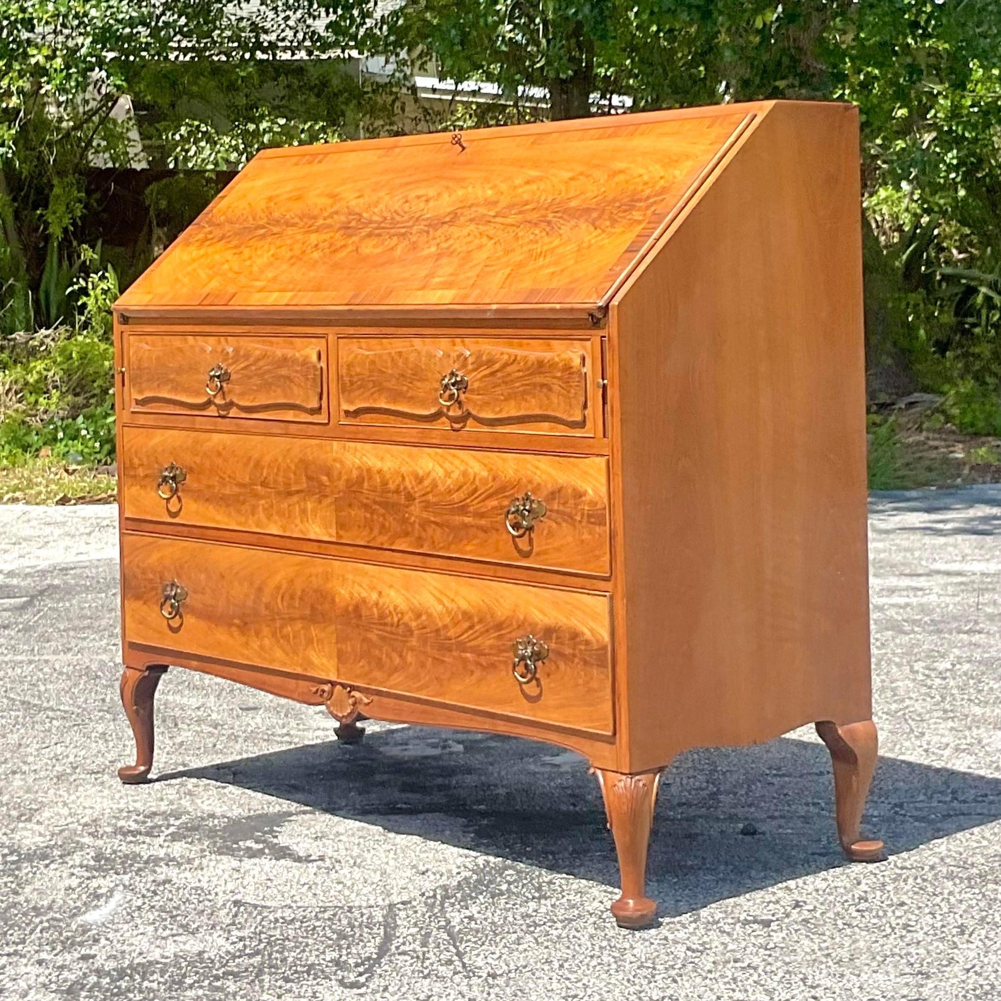 Mid 20th Century Vintage Traditional Royal Furniture Drop Top Writing Desk For Sale 2