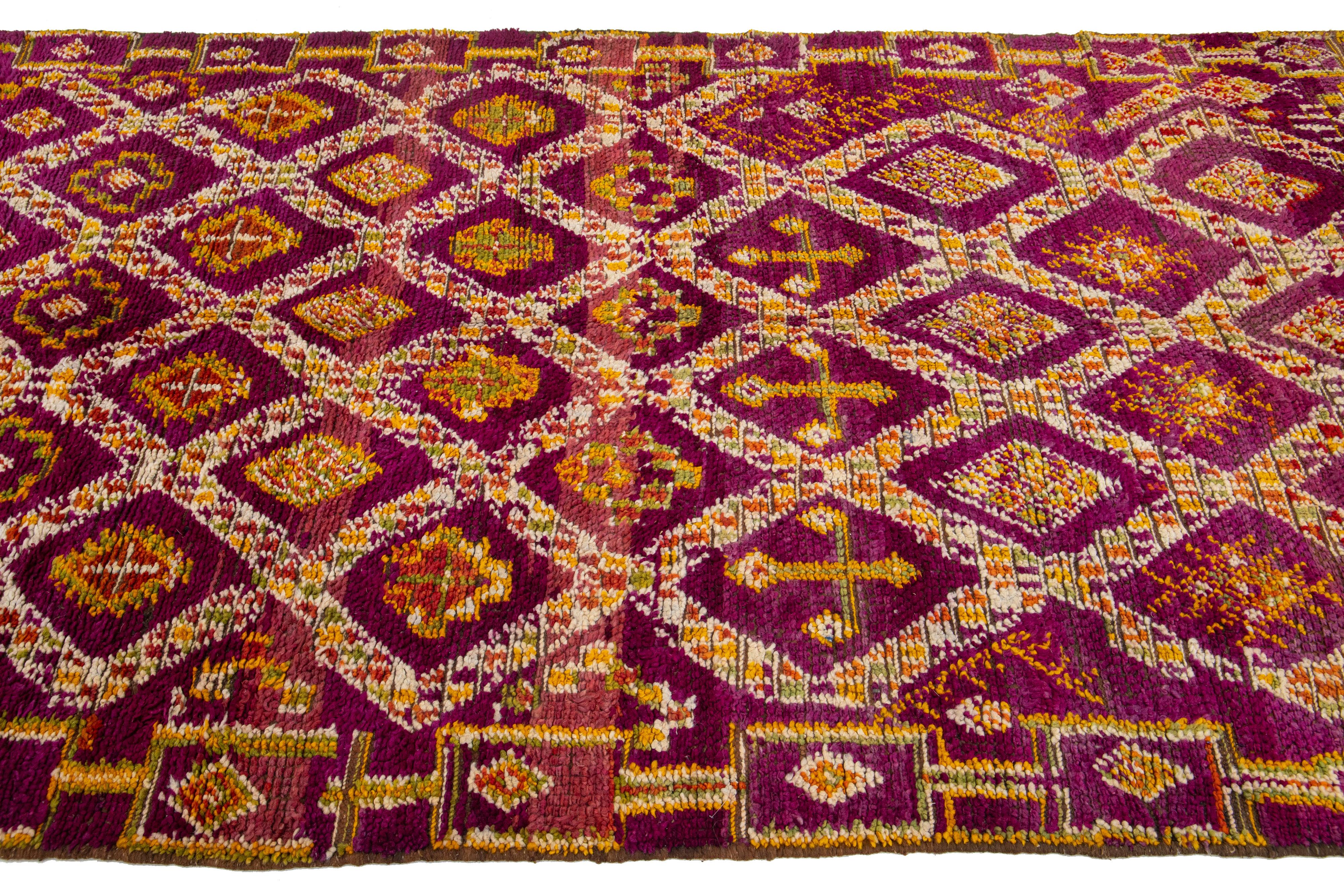 Mid-20th Century Vintage Tribal Moroccan Wool Rug In Purple  For Sale 1