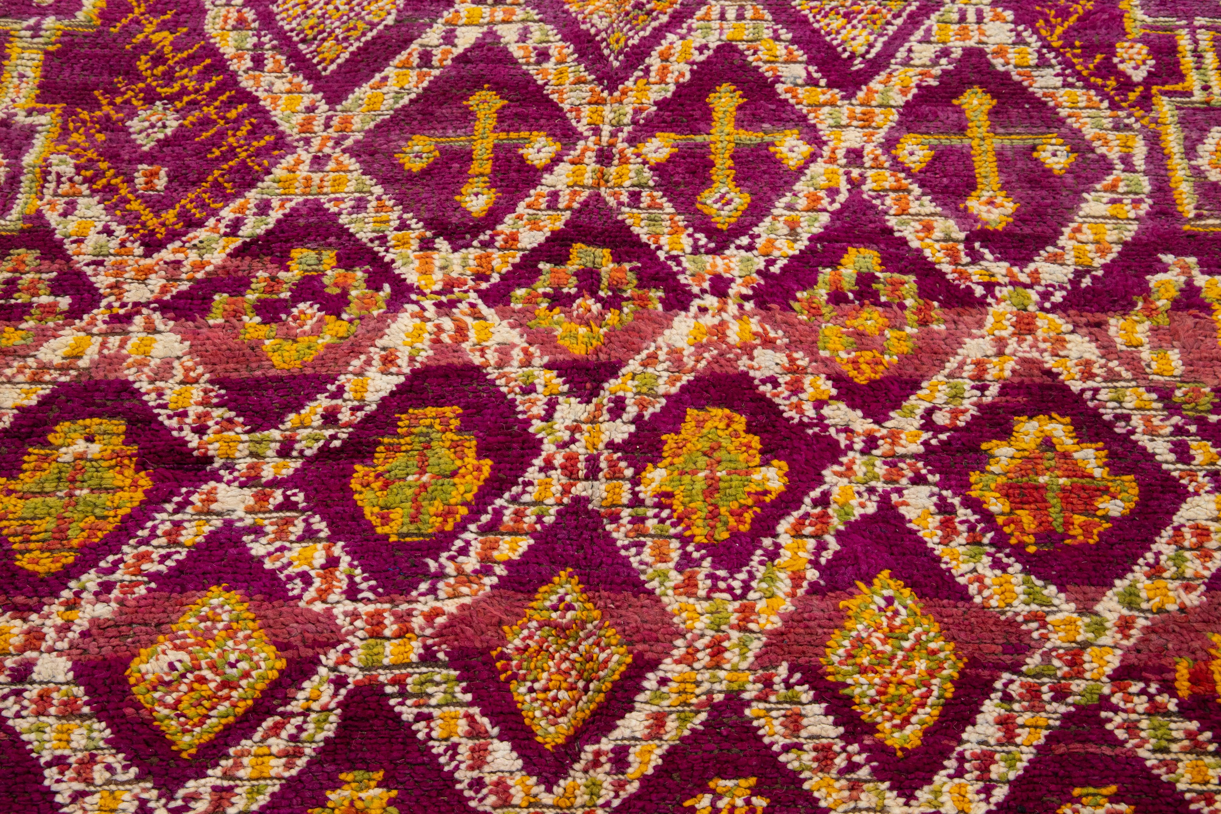 Mid-20th Century Vintage Tribal Moroccan Wool Rug In Purple  For Sale 3