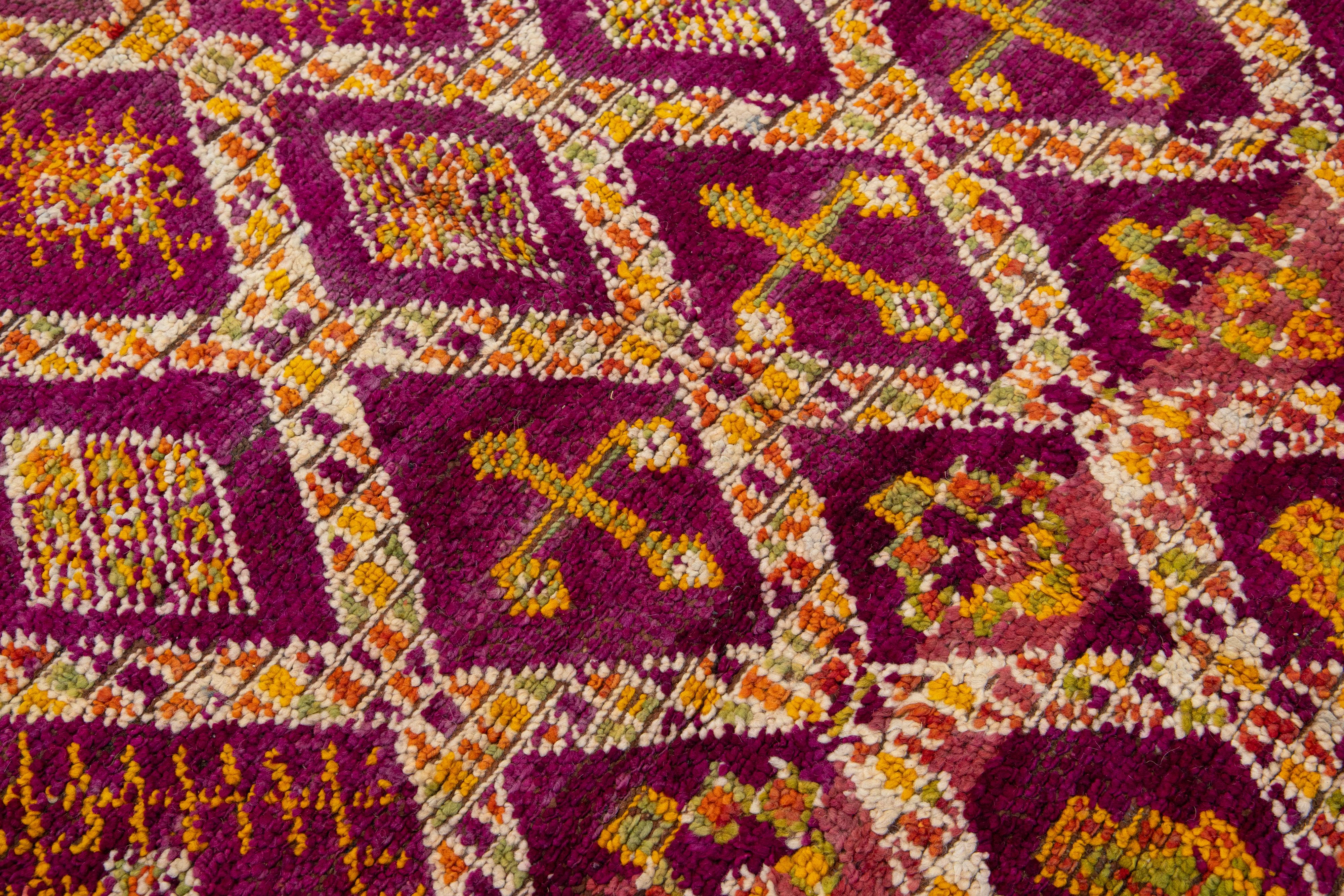 Mid-20th Century Vintage Tribal Moroccan Wool Rug In Purple  For Sale 4