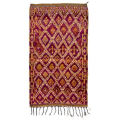 Mid-20th Century Vintage Tribal Moroccan Wool Rug In Purple
