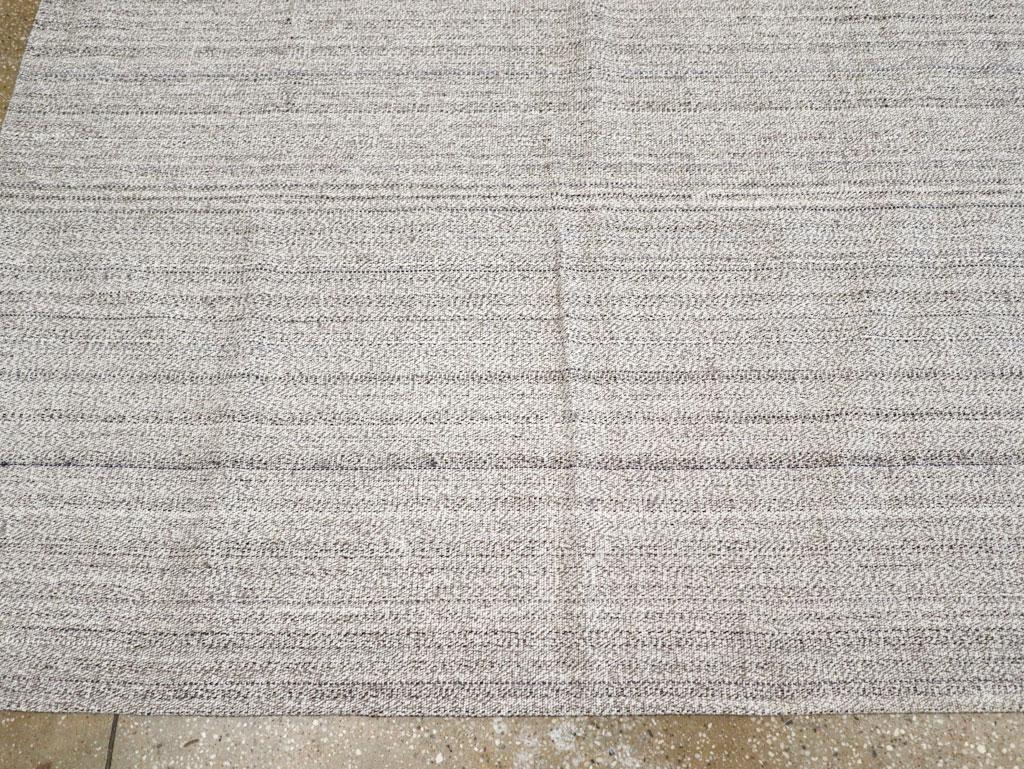 Wool Mid-20th Century Vintage Turkish Flatweave Kilim Room Size Carpet For Sale