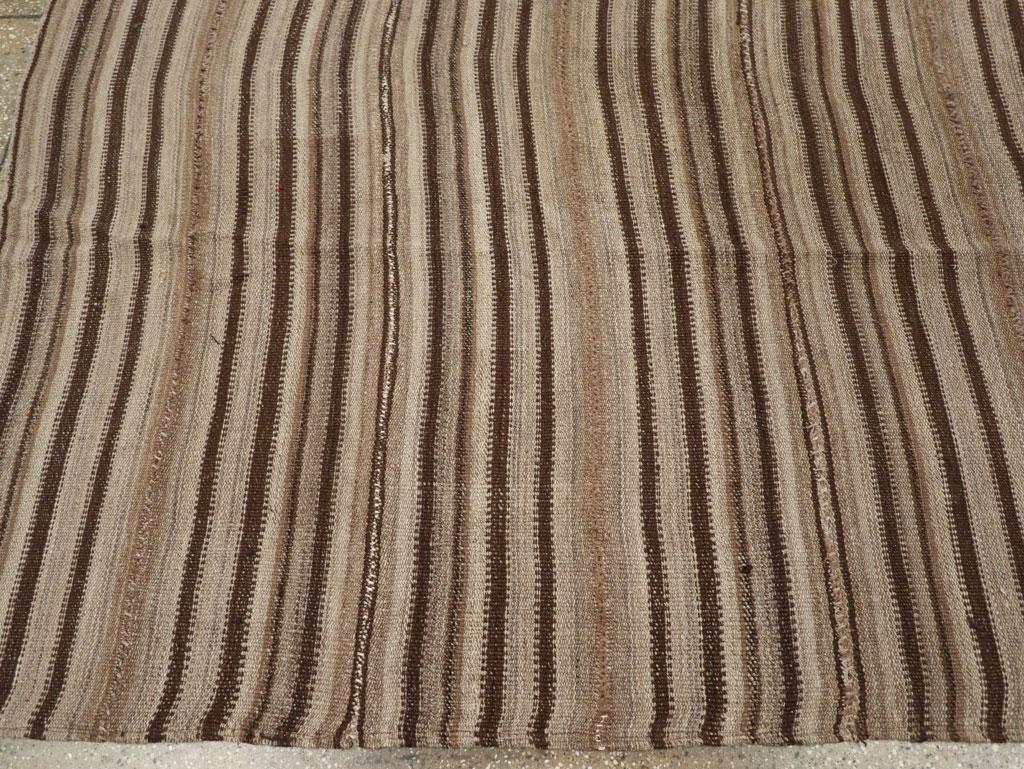 Wool Mid-20th Century Vintage Turkish Flatweave Kilim Square Room Size Carpet For Sale