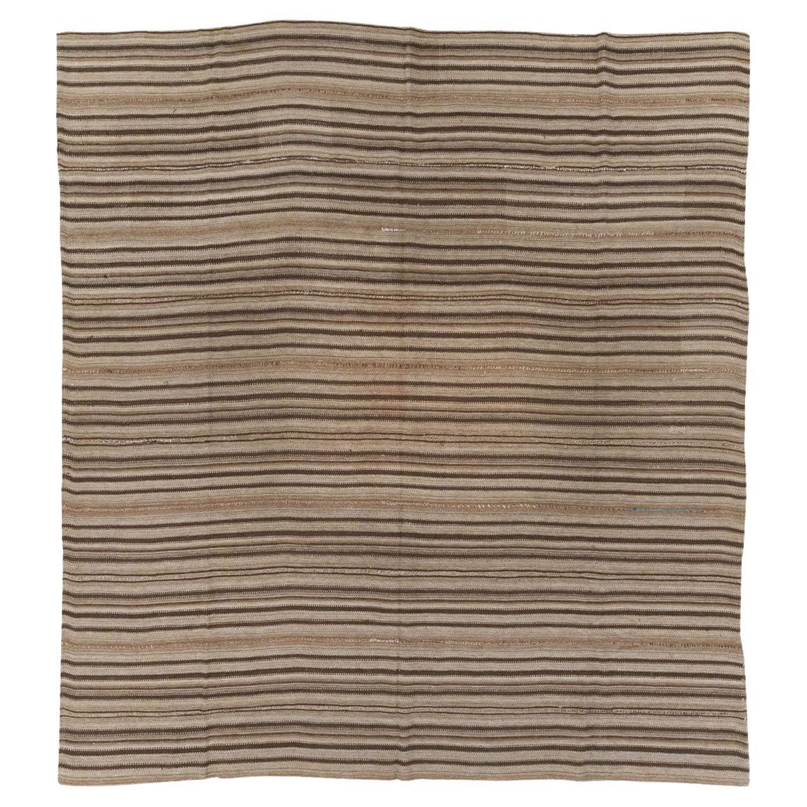 Mid-20th Century Vintage Turkish Flatweave Kilim Square Room Size Carpet For Sale