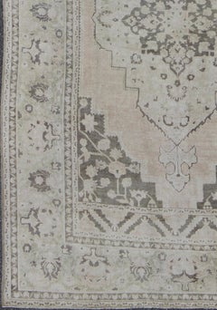 Vintage Turkish Oushak Rug With Medallion Design