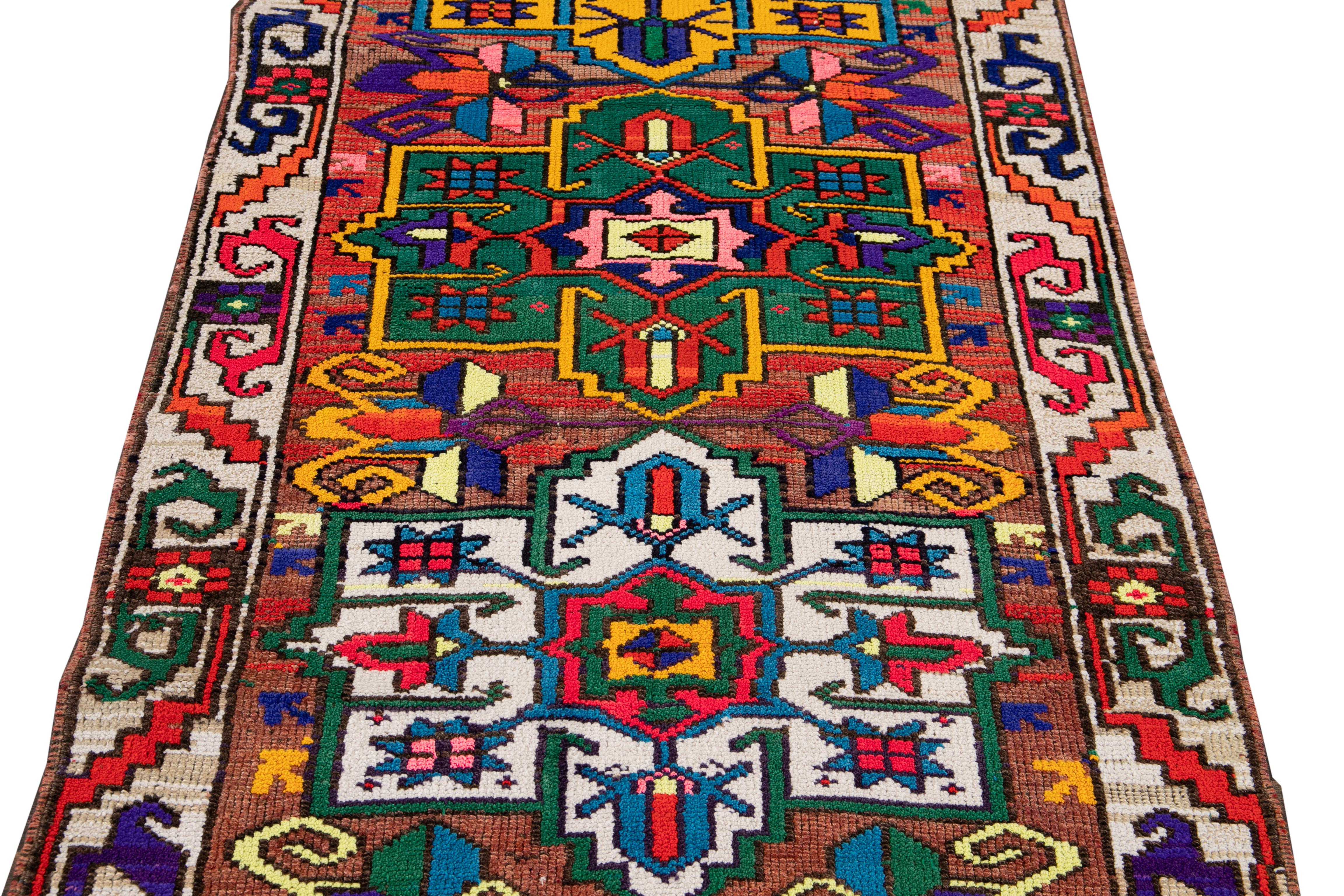 Mid-20th Century Vintage Turkish Wool Runner Rug For Sale 8