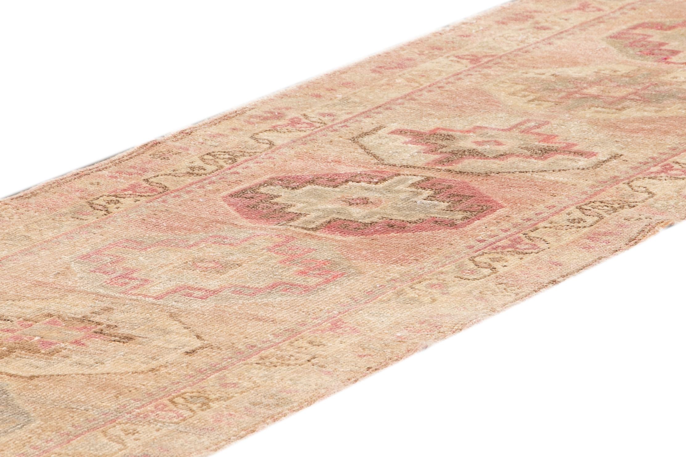 Hand-Knotted Mid-20th Century Vintage Turkish Wool Runner Rug For Sale