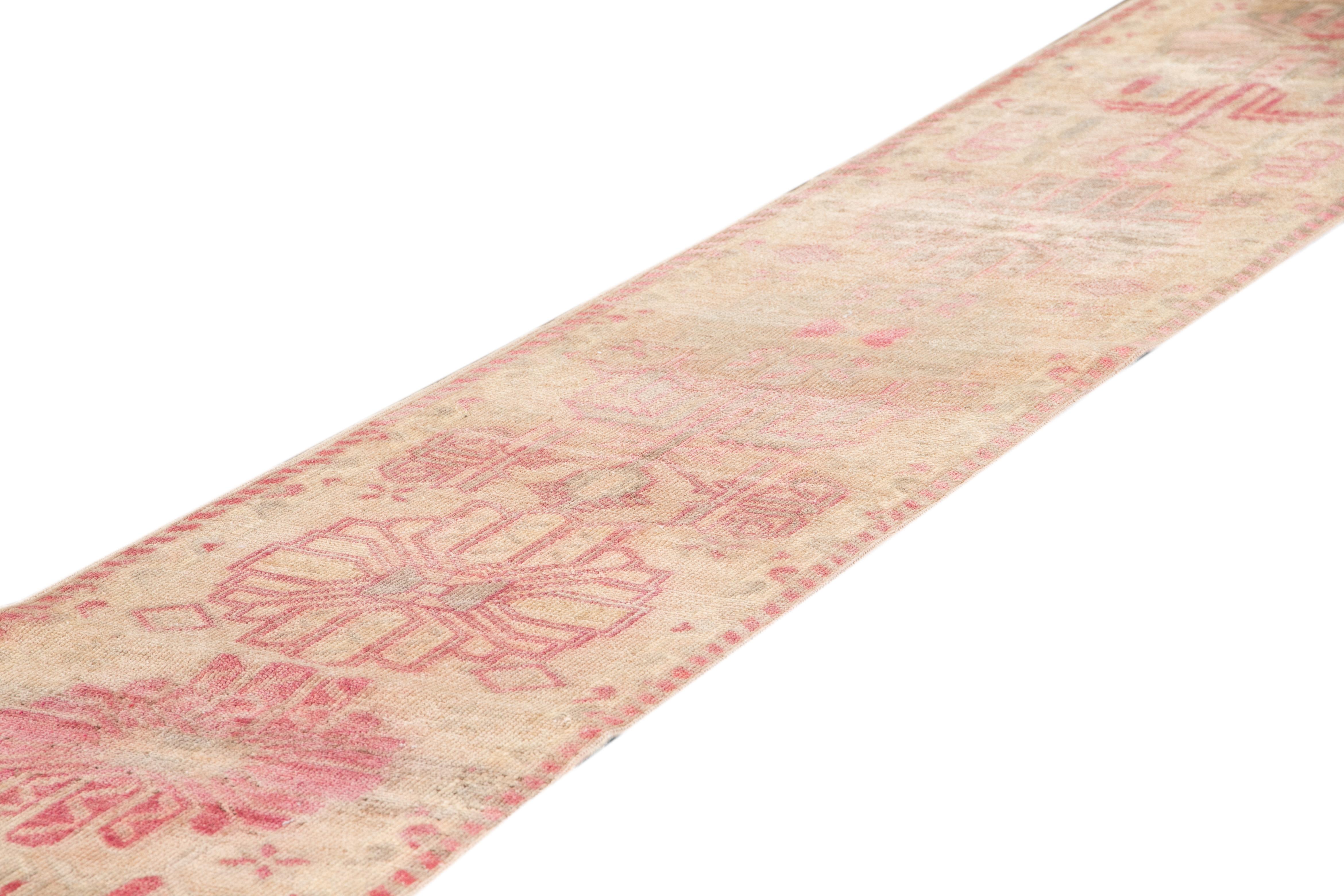 Hand-Knotted Mid-20th Century Vintage Turkish Wool Runner Rug