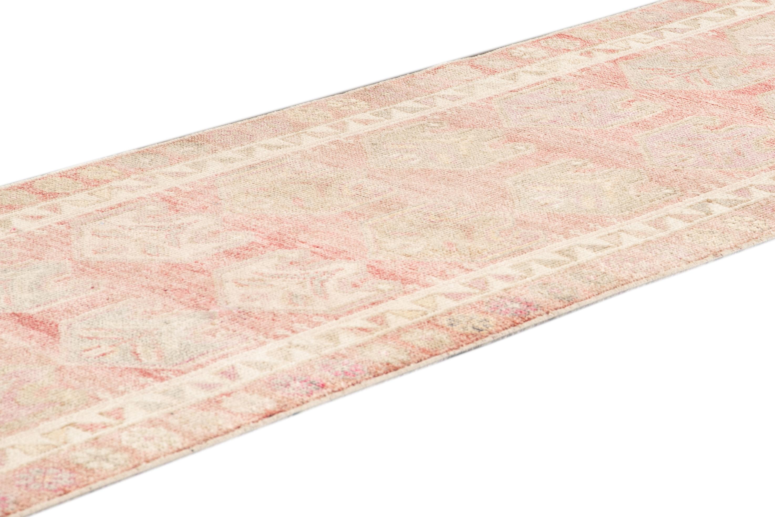 Hand-Knotted Mid-20th Century Vintage Turkish Wool Runner Rug For Sale