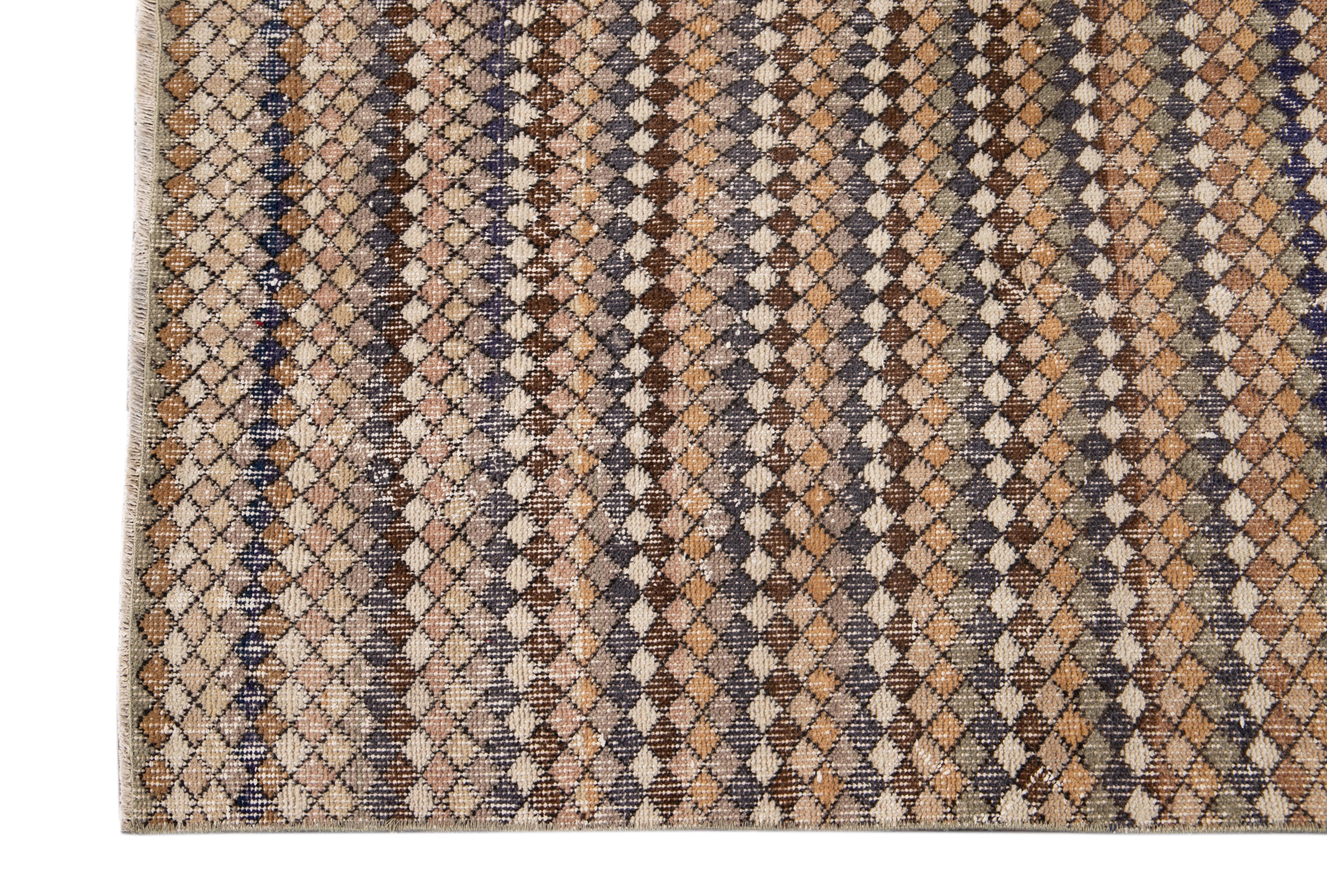 Mid-20th Century Vintage Turkish Wool Runner Rug For Sale 1