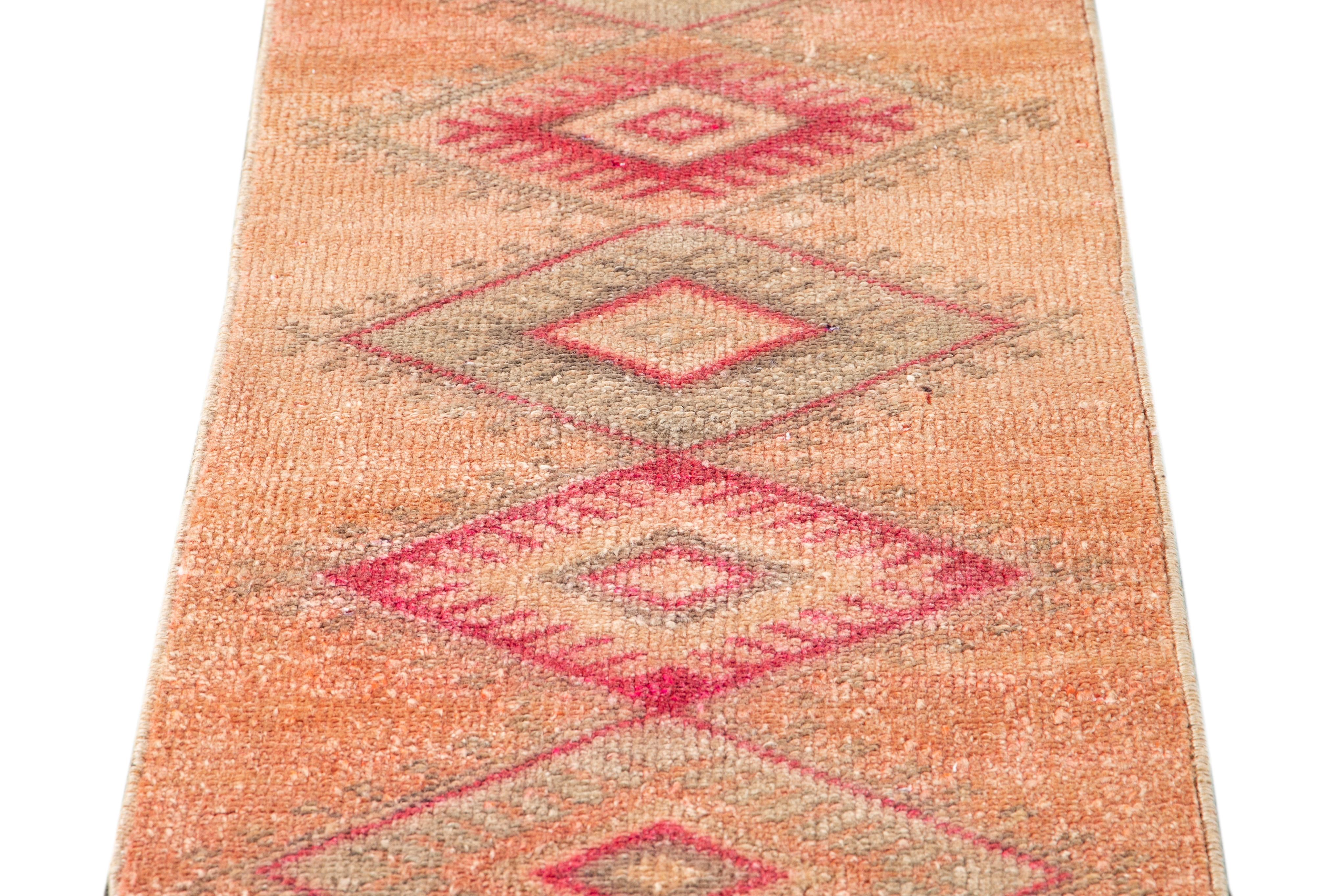 Mid-20th Century Vintage Turkish Wool Runner Rug For Sale 2