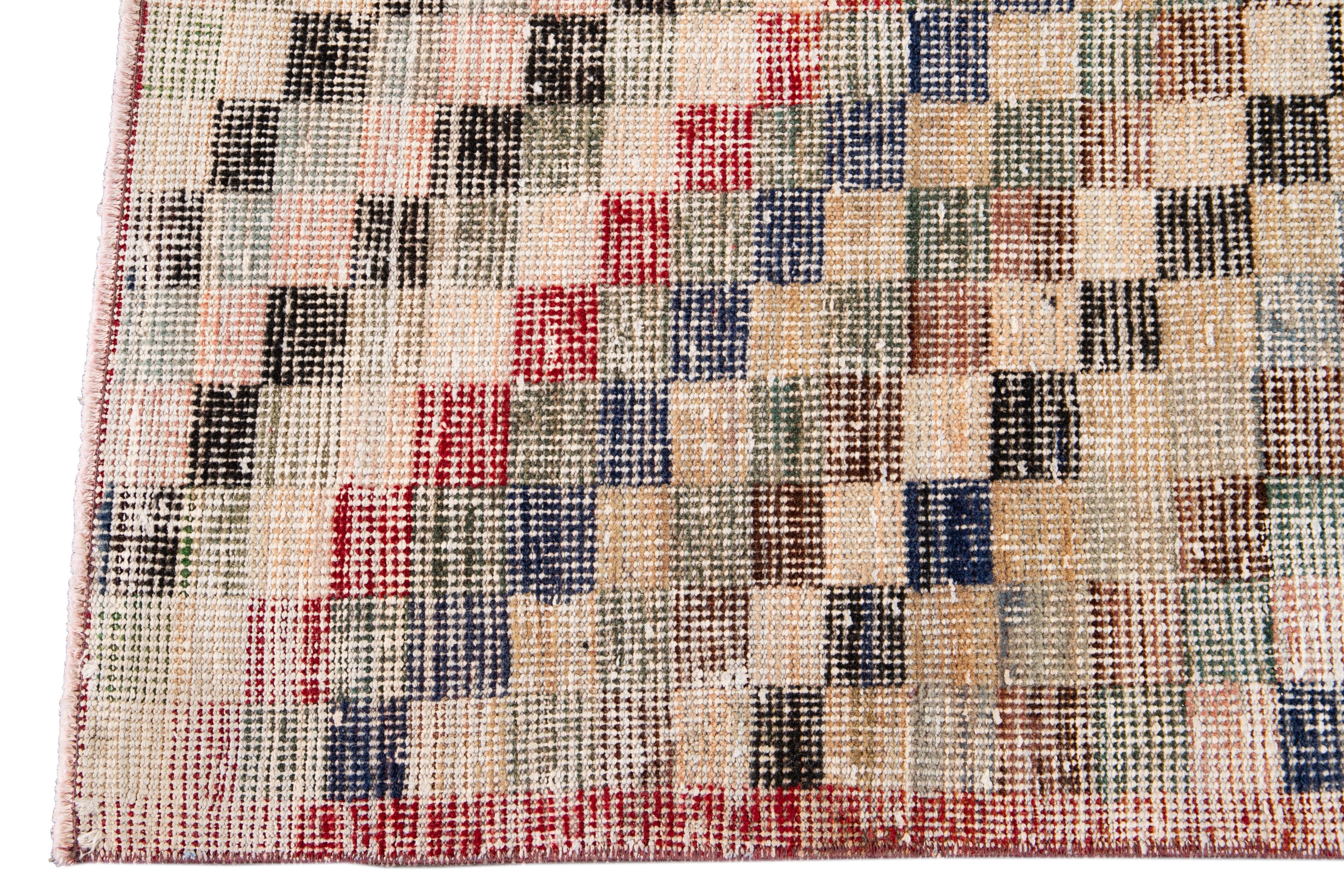 Mid-20th Century Vintage Turkish Wool Runner Rug For Sale 3