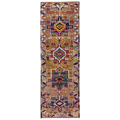 Tapis de couloir turc vintage en laine du milieu du XXe siècle