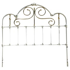 Mid 20th Century Vintage Wesley Allen Brass Headboard in Gold & White in Queen