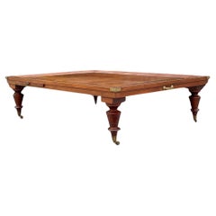 Mid 20th Century Vintage Wood Inlay Extendable Coffee Table on Casters
