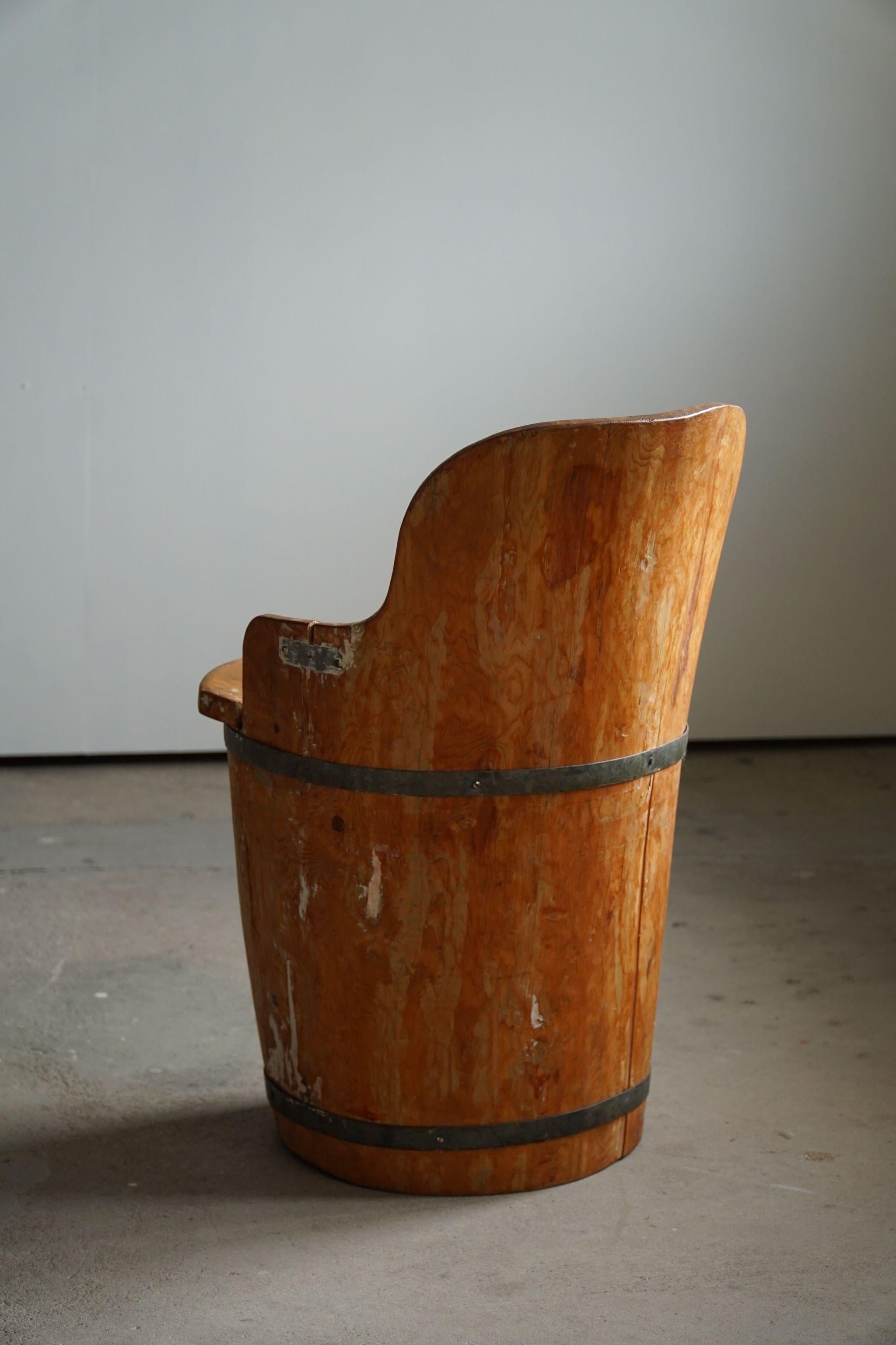 Brutalist Mid 20th Century Wabi Sabi Stump Chair in Pine, by a Swedish Cabinetmaker, 1950s For Sale