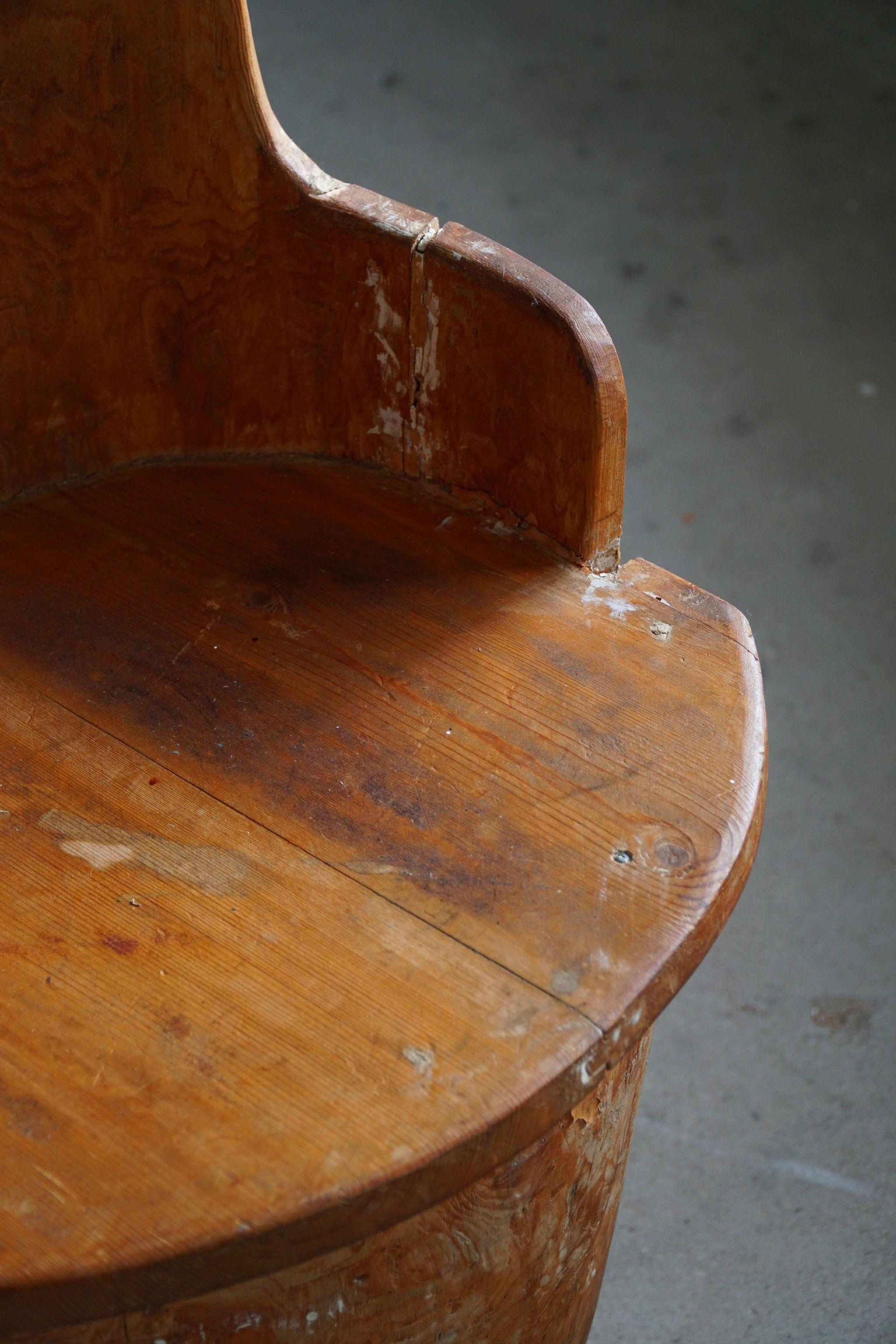 Mid 20th Century Wabi Sabi Stump Chair in Pine, by a Swedish Cabinetmaker, 1950s For Sale 1