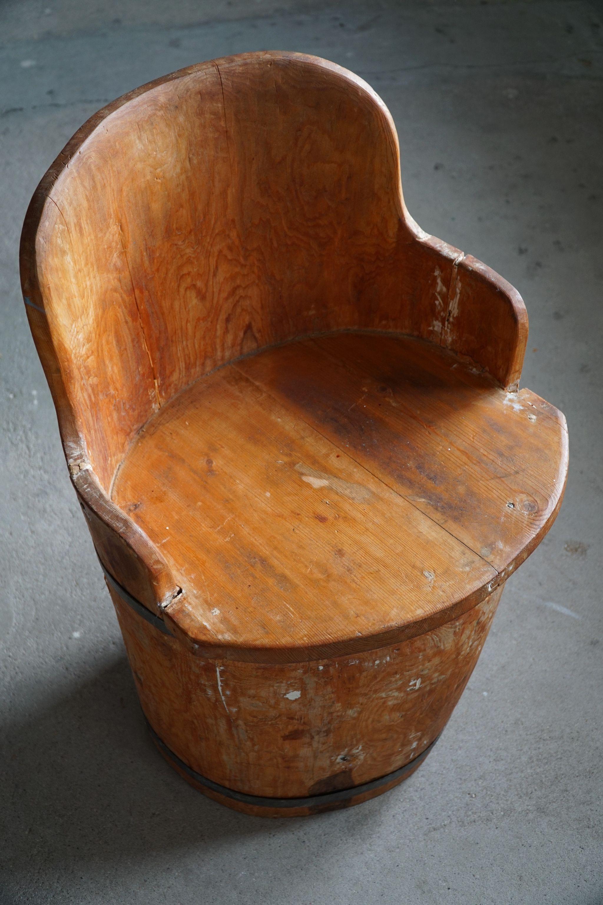 Mid 20th Century Wabi Sabi Stump Chair in Pine, by a Swedish Cabinetmaker, 1950s For Sale 5