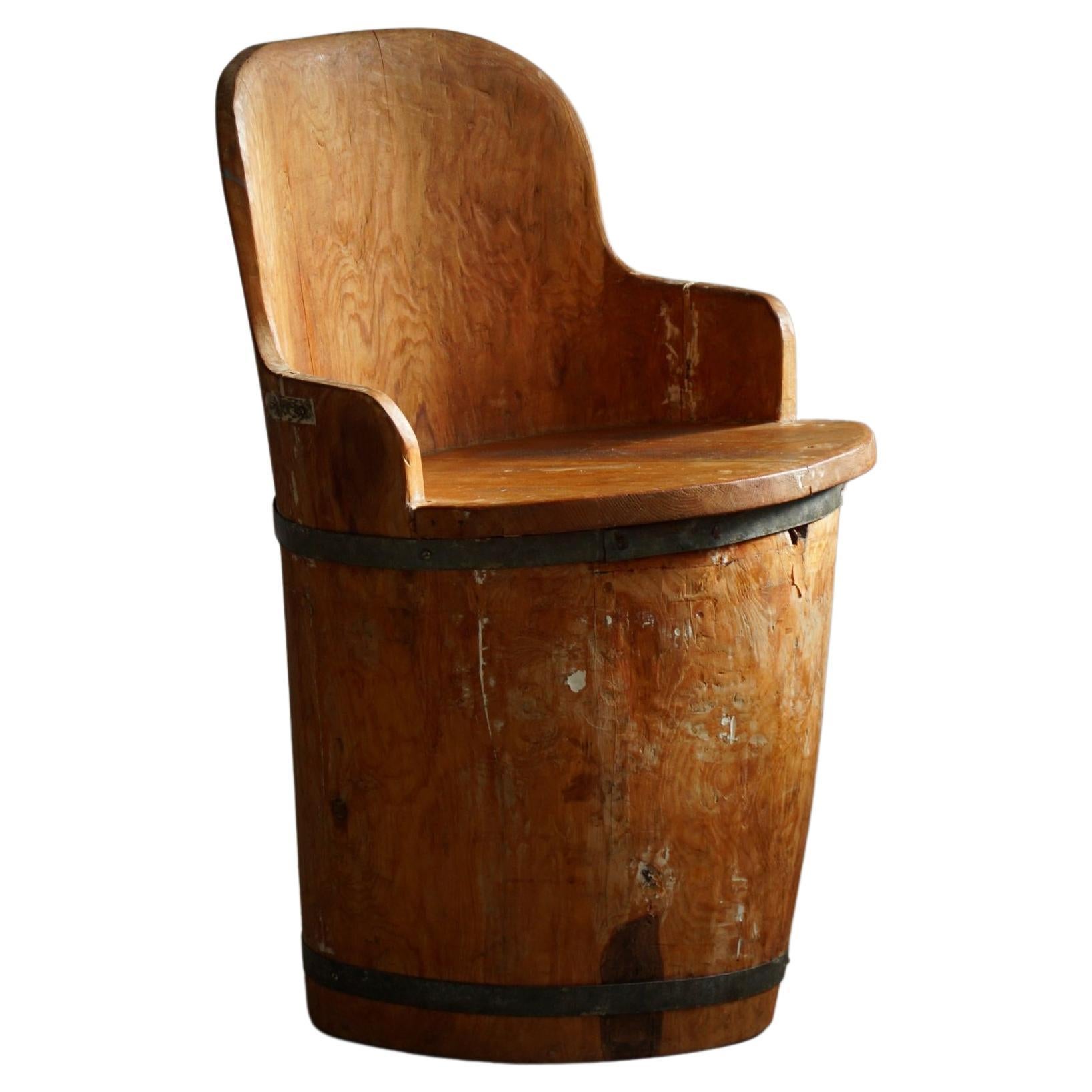 Mid 20th Century Wabi Sabi Stump Chair in Pine, by a Swedish Cabinetmaker, 1950s