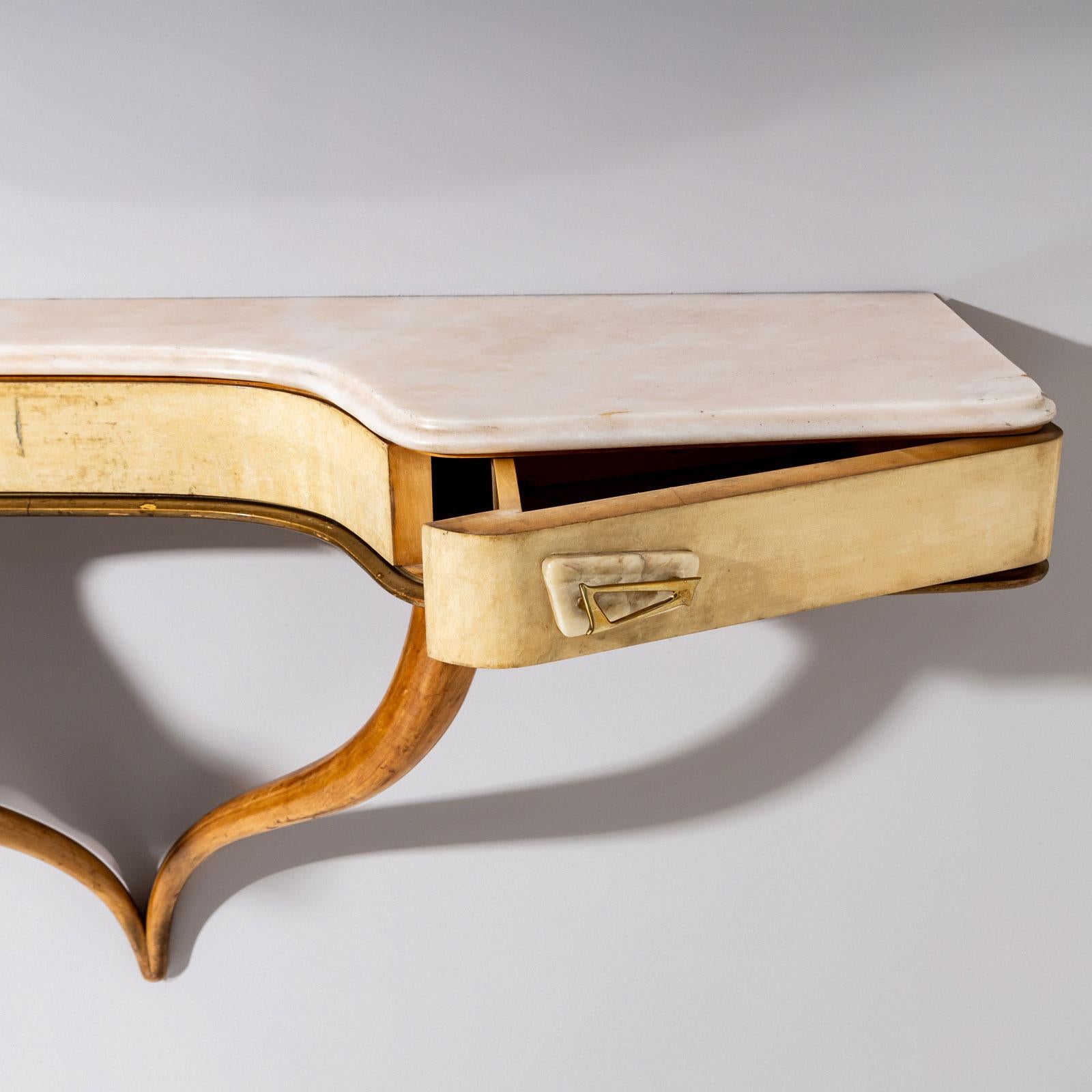 Consola de pared de mediados del siglo XX con pergamino, Italia en venta 5