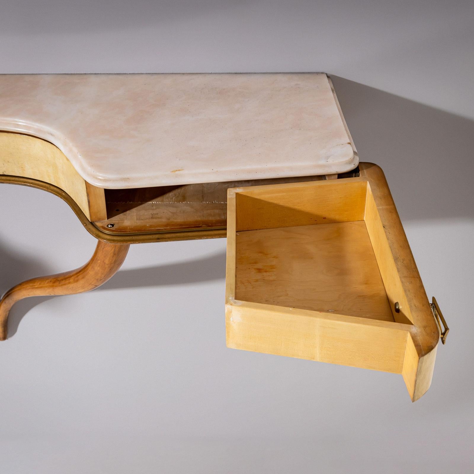 Consola de pared de mediados del siglo XX con pergamino, Italia en venta 6