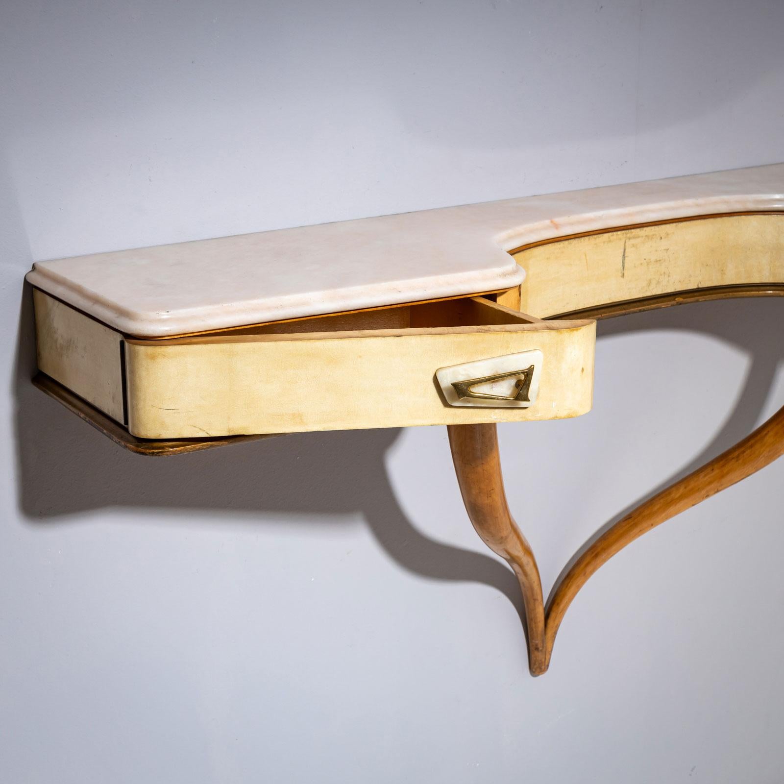 Consola de pared de mediados del siglo XX con pergamino, Italia en venta 7