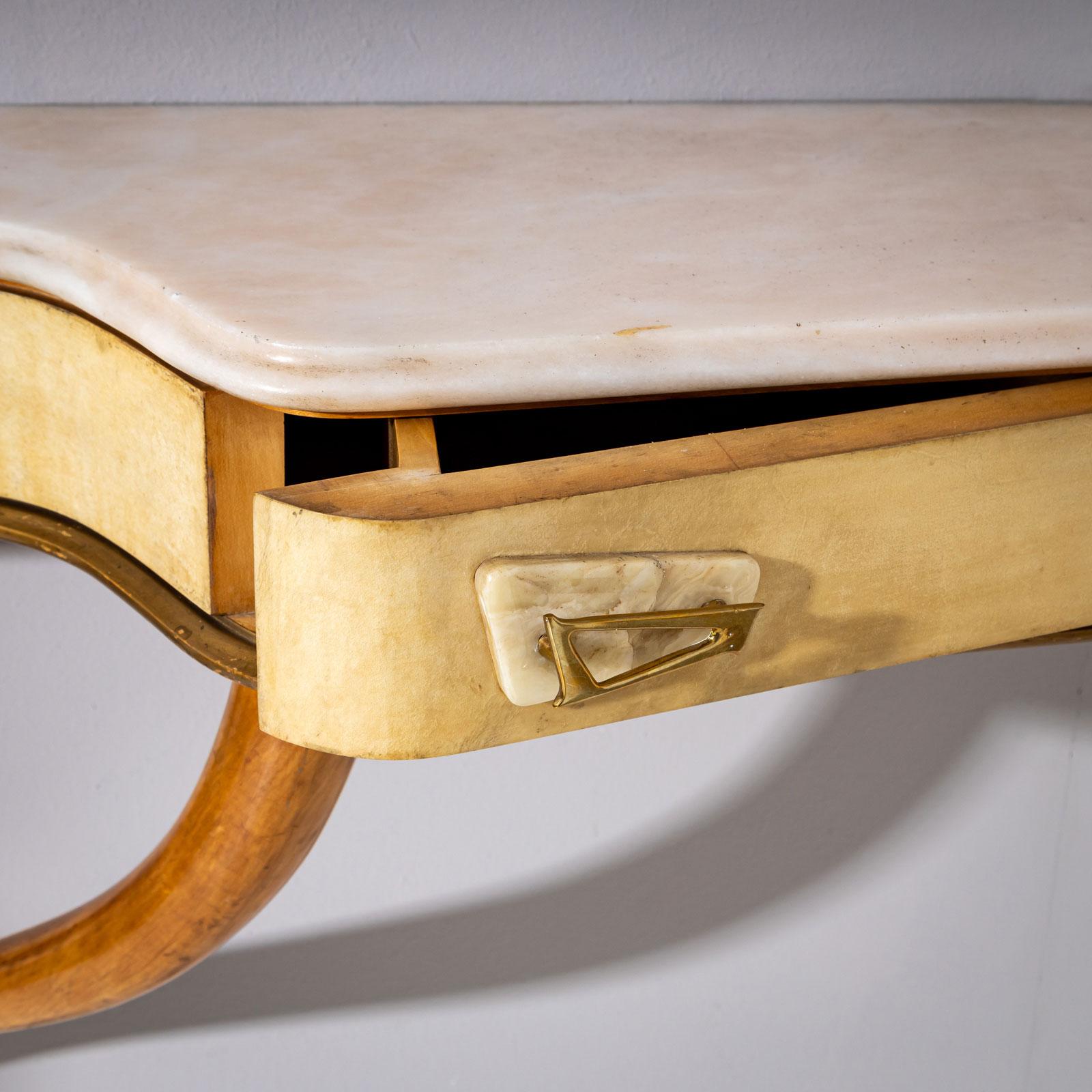 Consola de pared de mediados del siglo XX con pergamino, Italia en venta 9