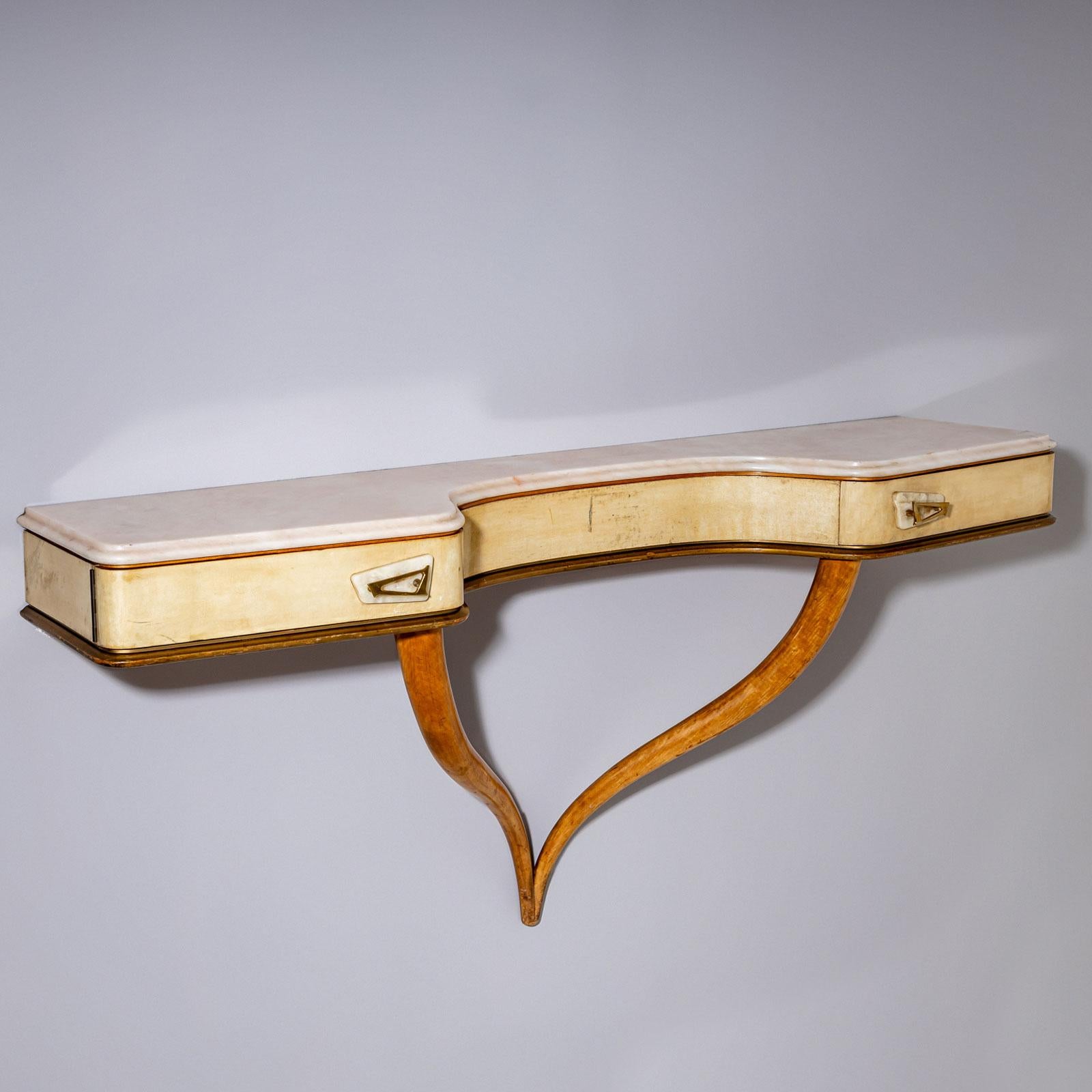 Consola de pared de mediados del siglo XX con pergamino, Italia en venta 3