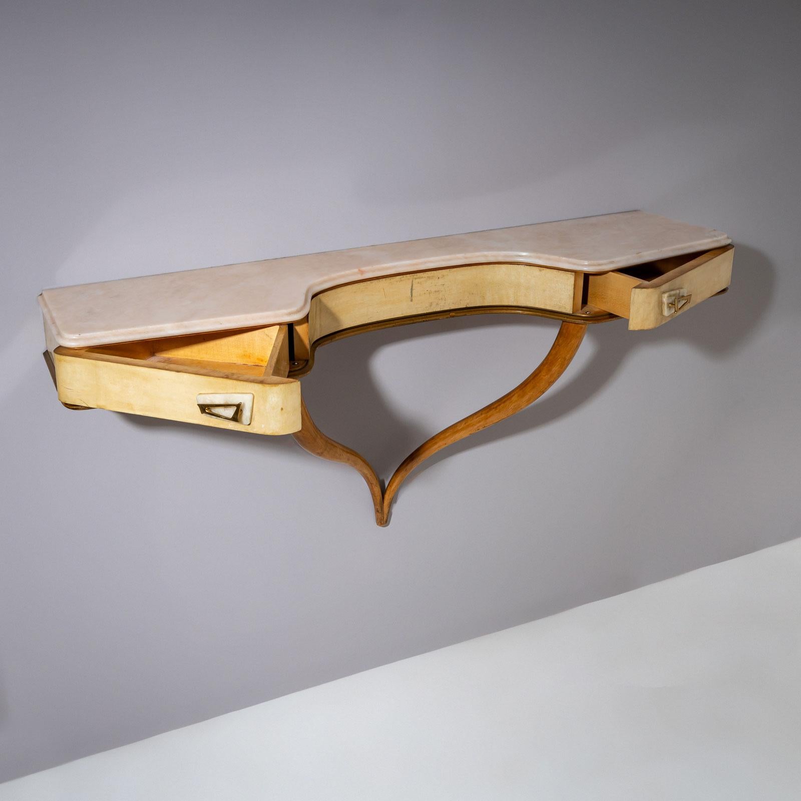 Consola de pared de mediados del siglo XX con pergamino, Italia en venta 4