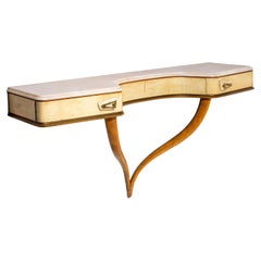 Mid-20th Century Wall Console with Parchment, Italy