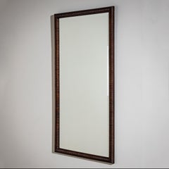 Mid-20th Century Wall Mirror in Ribbed Walnut Frame, Italy