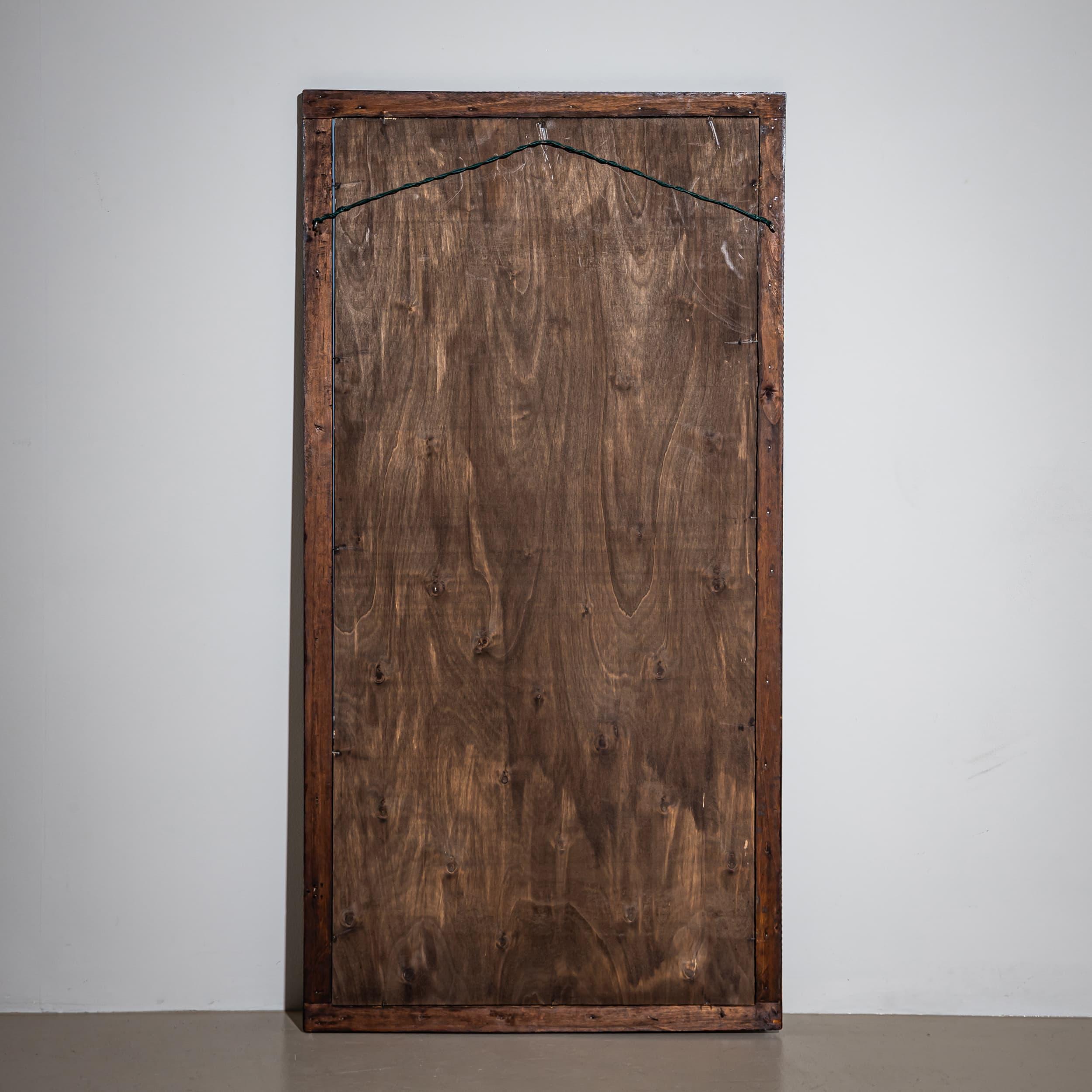 Mid-20th Century Wall Mirror in Ribbed Walnut Frame, Italy For Sale 4