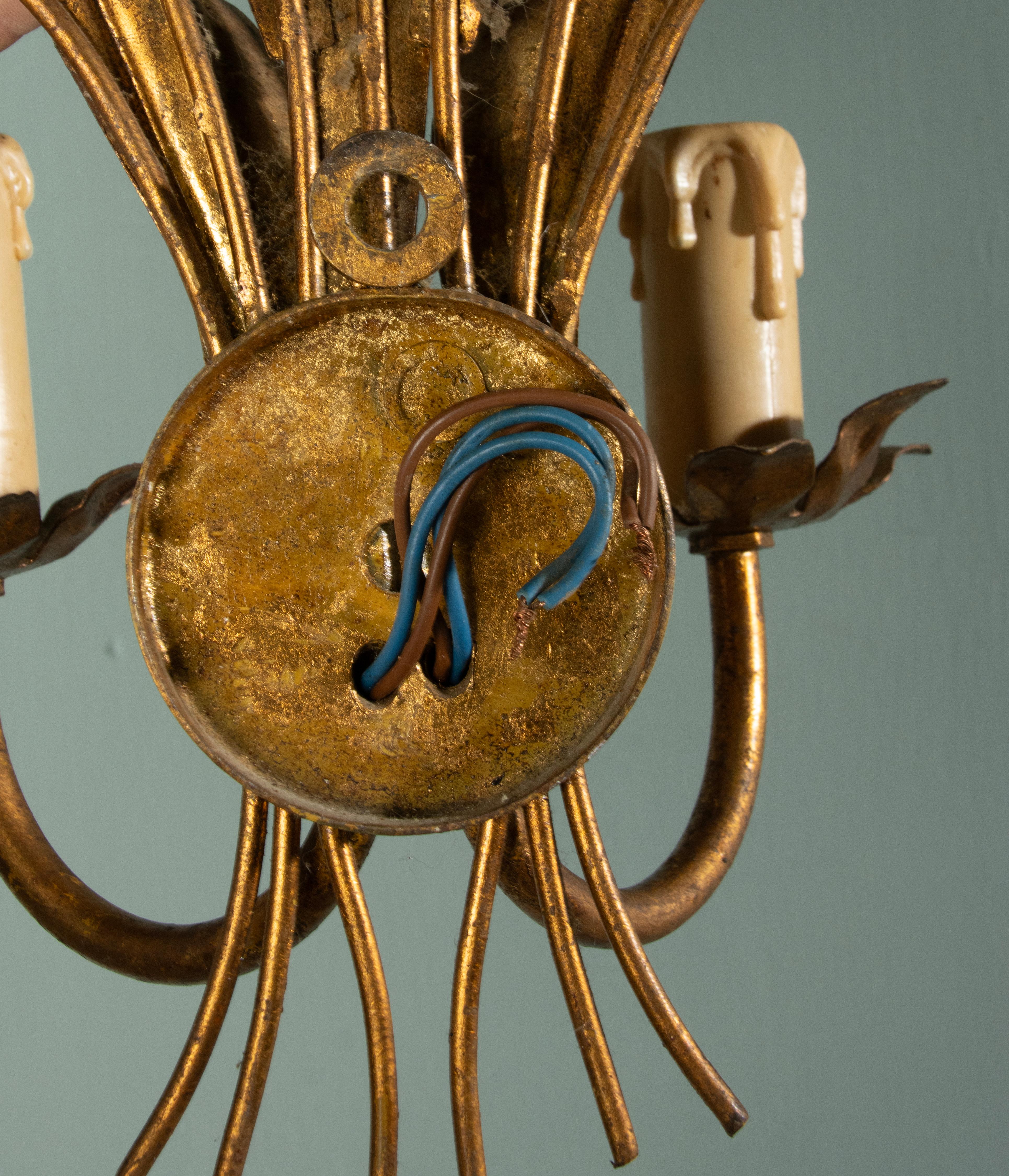 Appliques murales du milieu du XXe siècle - Style Coco Chanel - Laiton doré - Gerbe de blé en vente 7