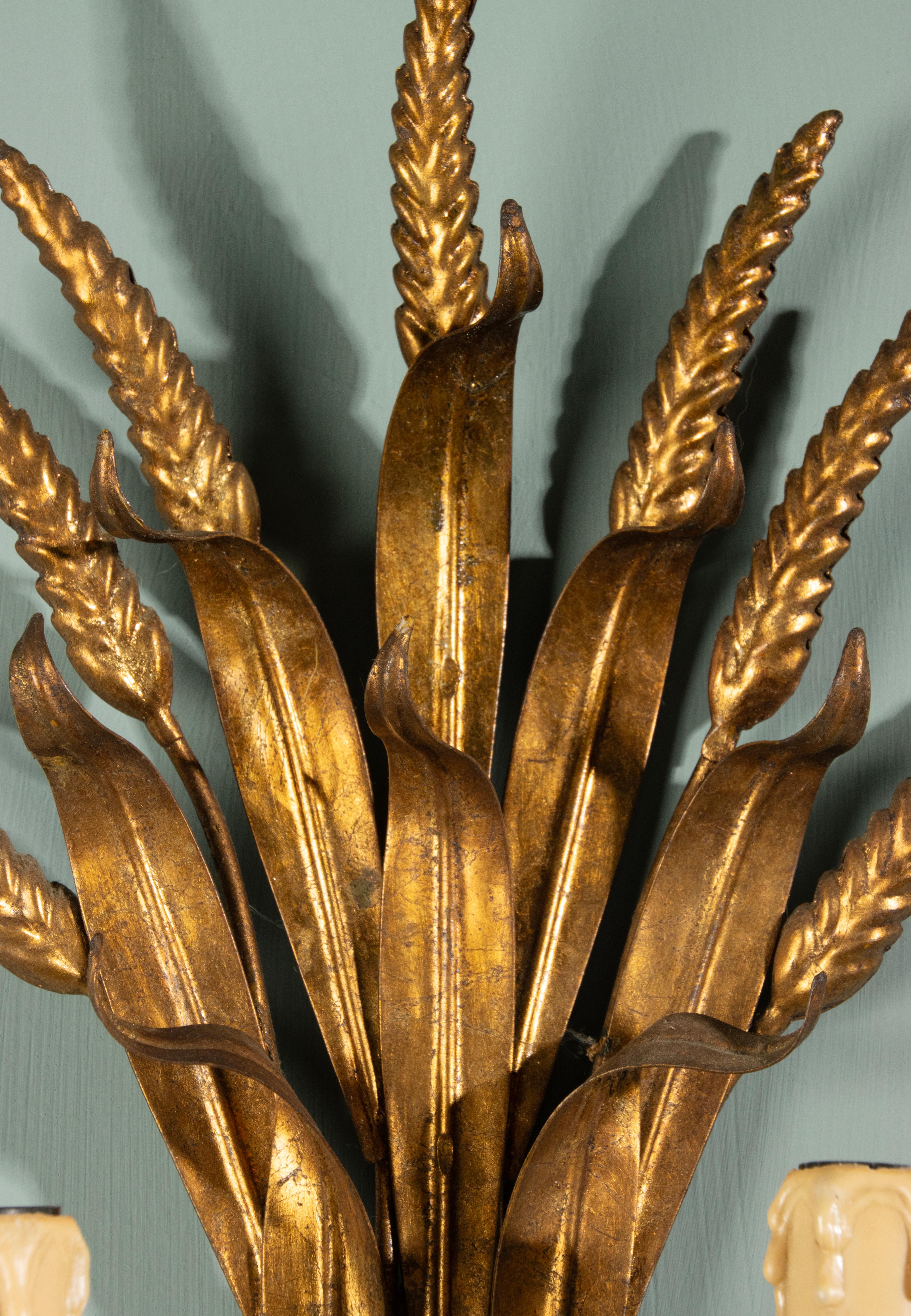 Métal Appliques murales du milieu du XXe siècle - Style Coco Chanel - Laiton doré - Gerbe de blé en vente