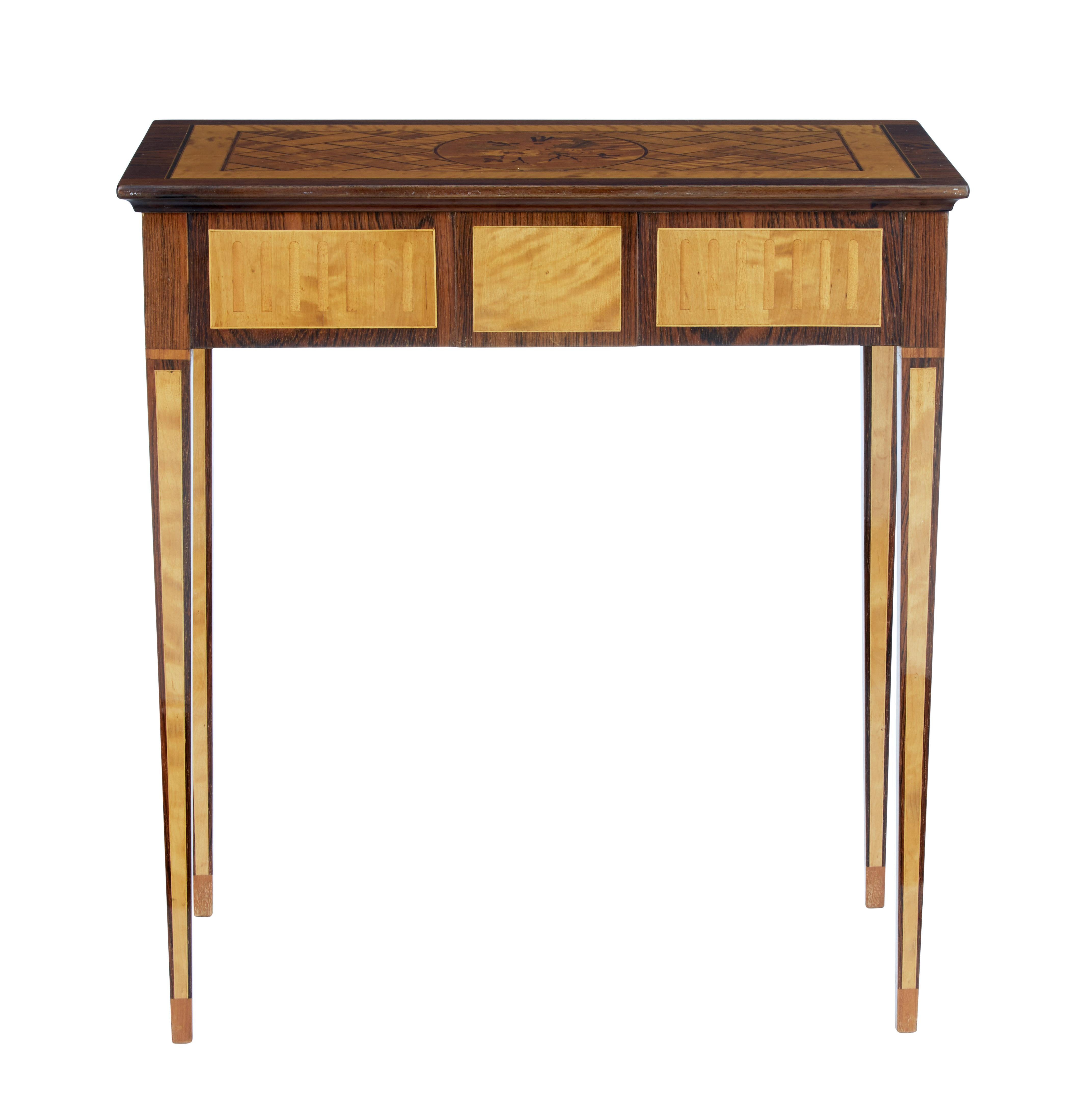 Mid-20th Century Walnut and Satinwood Side Table (Intarsie)