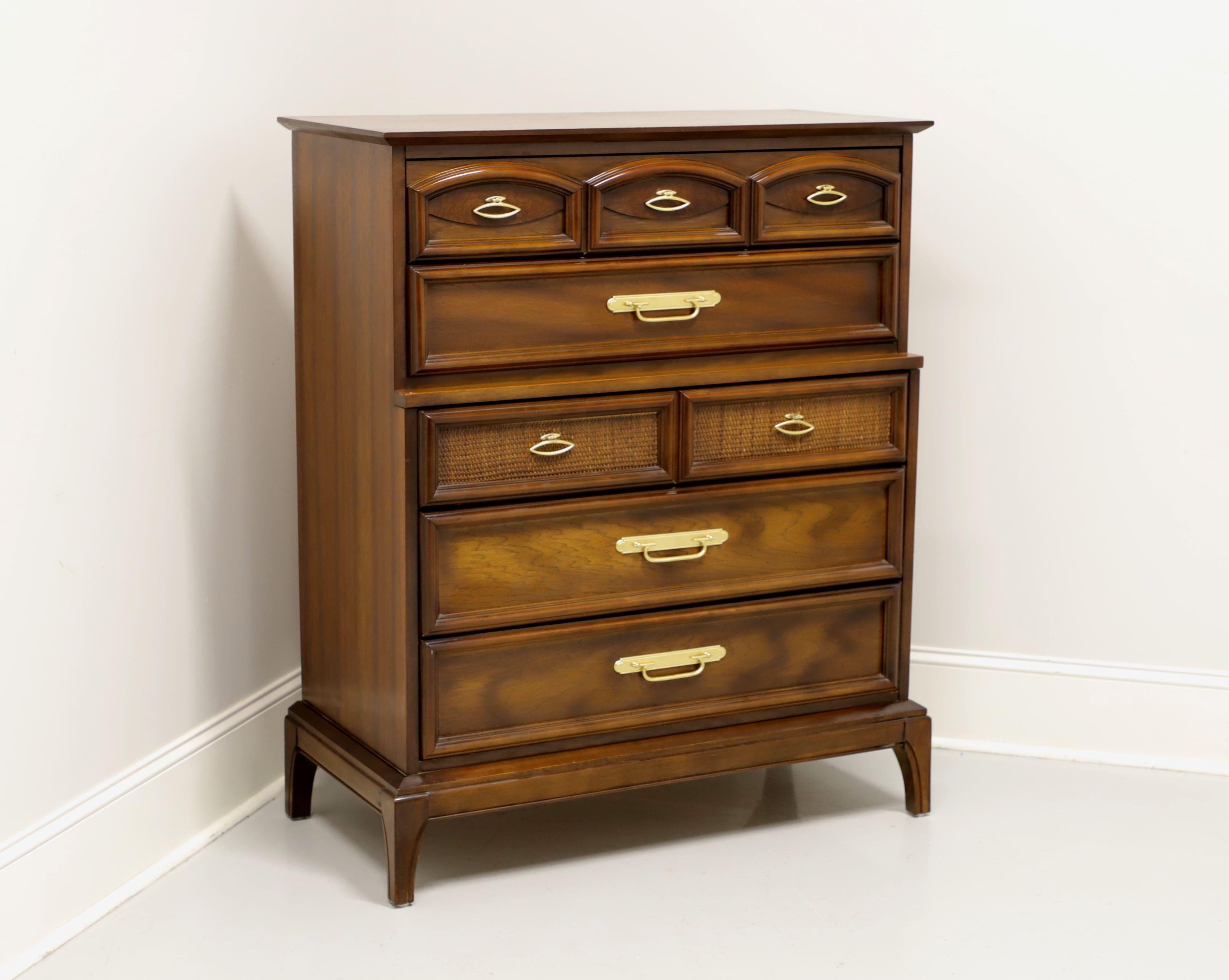 Mid 20th Century Walnut Asian Influenced Chest of Drawers For Sale 4