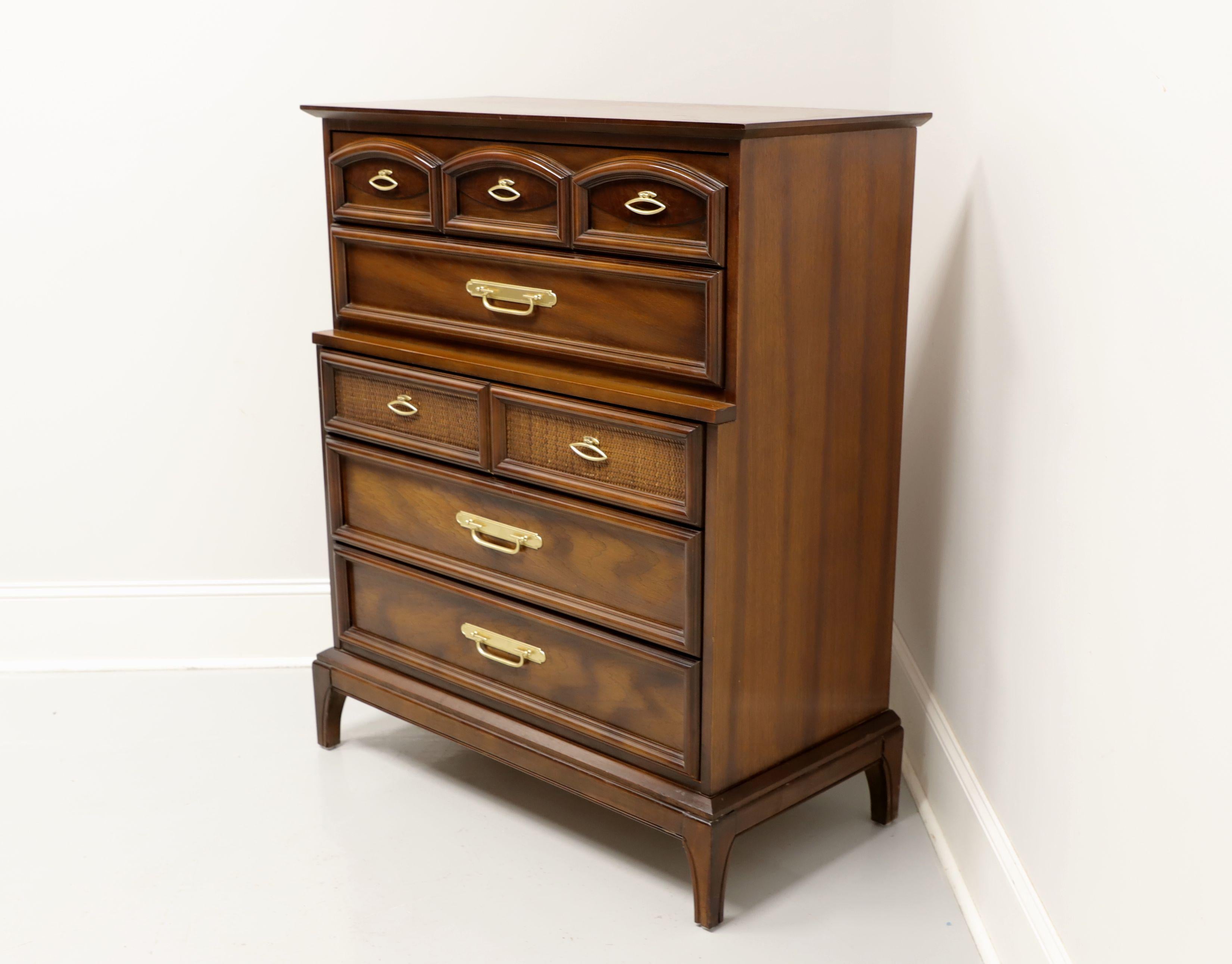 Mid-Century Modern Mid 20th Century Walnut Asian Influenced Chest of Drawers For Sale