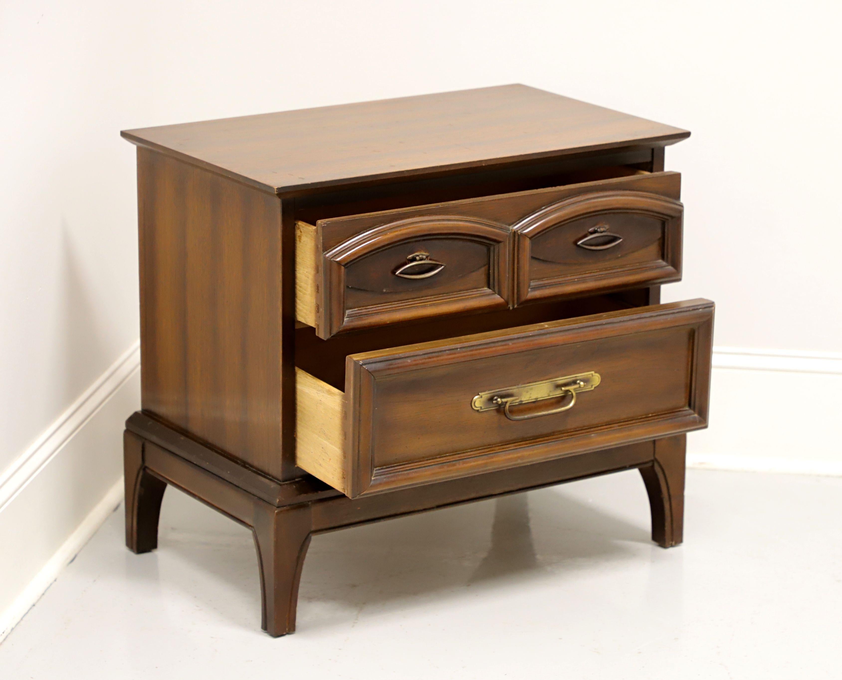 Mid 20th Century Walnut Asian Influenced Nightstand In Fair Condition For Sale In Charlotte, NC