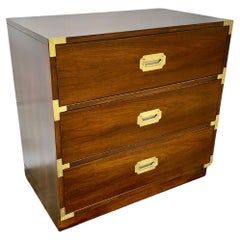 Mid 20th Century Walnut Campaign Style Chest of Drawers