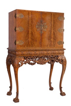 Mid-20th Century Walnut Cocktail Cabinet on Stand