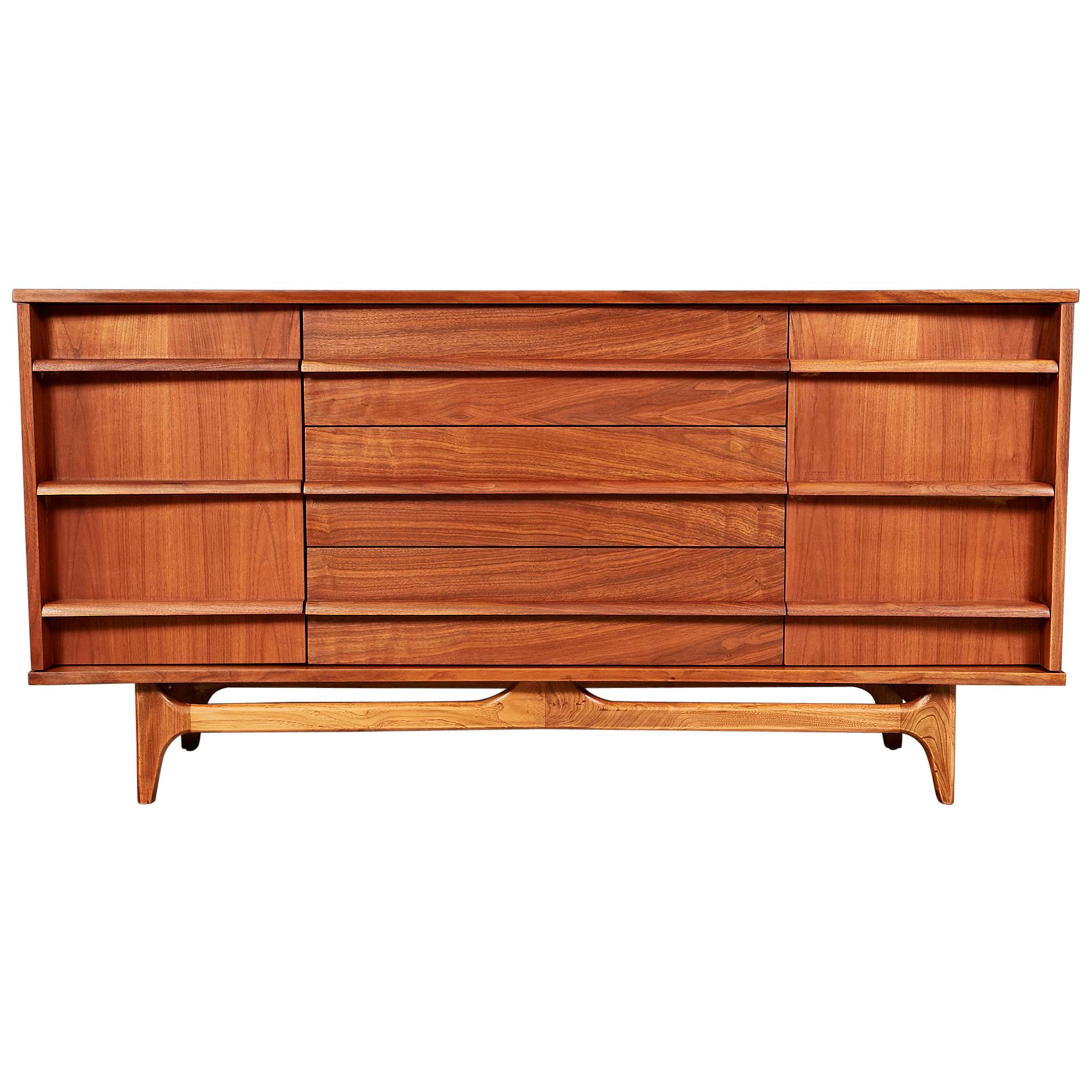 Mid-20th Century Walnut Curved Front Sideboard